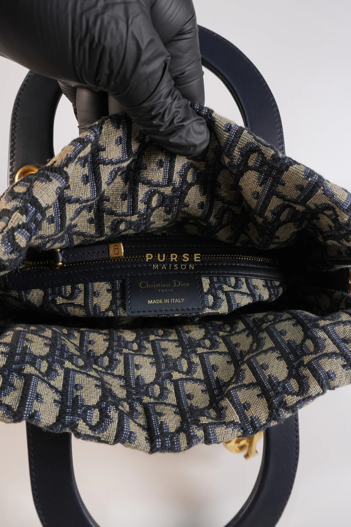 Christian Dior Lady Dior Wicker Medium in Blue Natural Rattan & Oblique Jacquard - Image 23