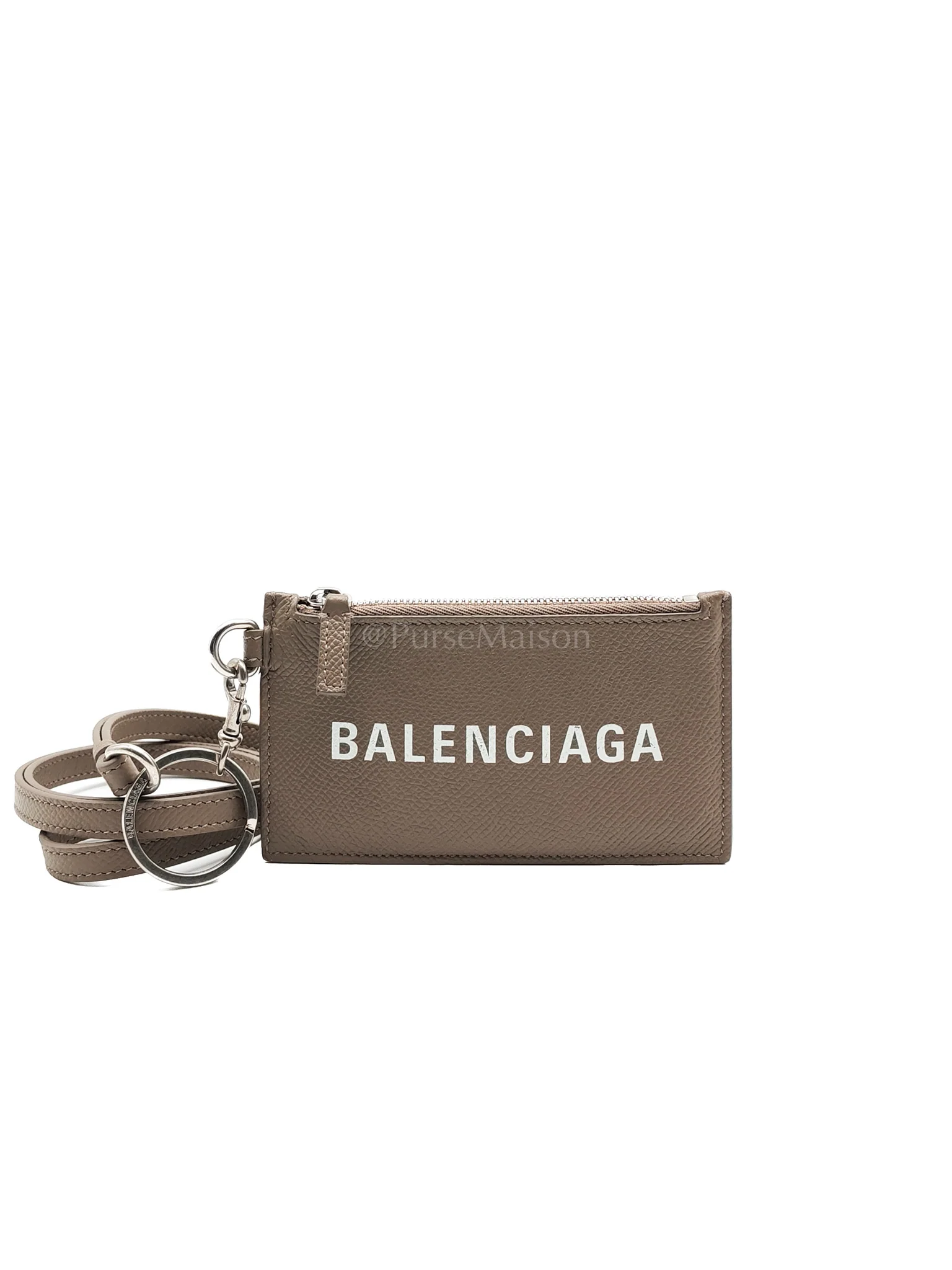 Balenciaga Cash Card Holder and Lanyard in Grained Calfskin Leather