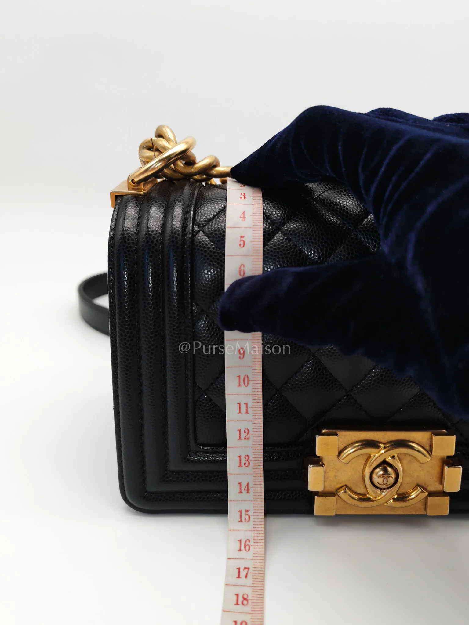 Chanel Boy Small in Black Quilted Calfskin Leather and Aged Gold Hardware (Microchip) - Image 23
