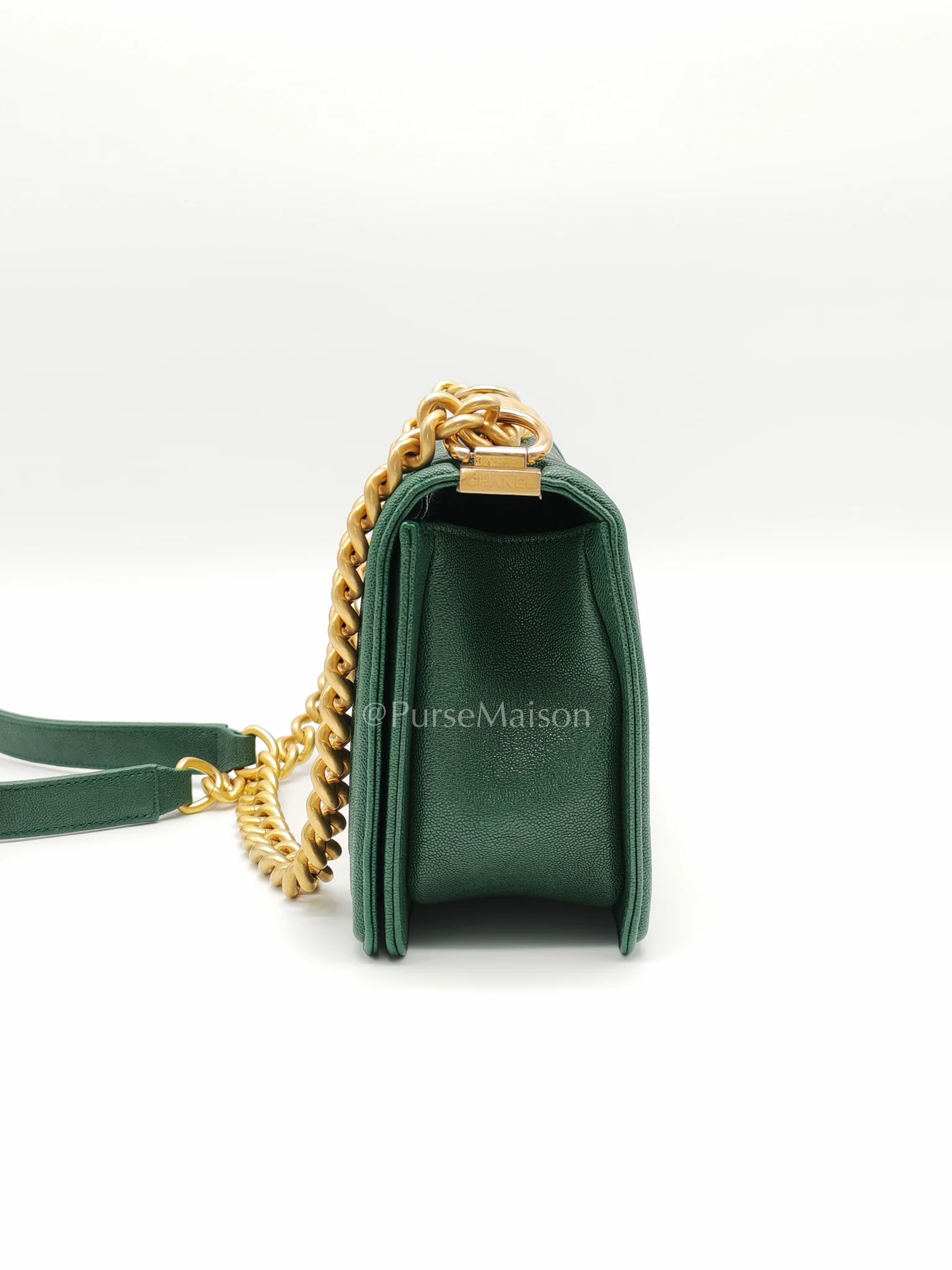 Chanel Le Boy Old Medium Green Caviar Leather in Aged Gold Hardware (Series 26) - Image 5