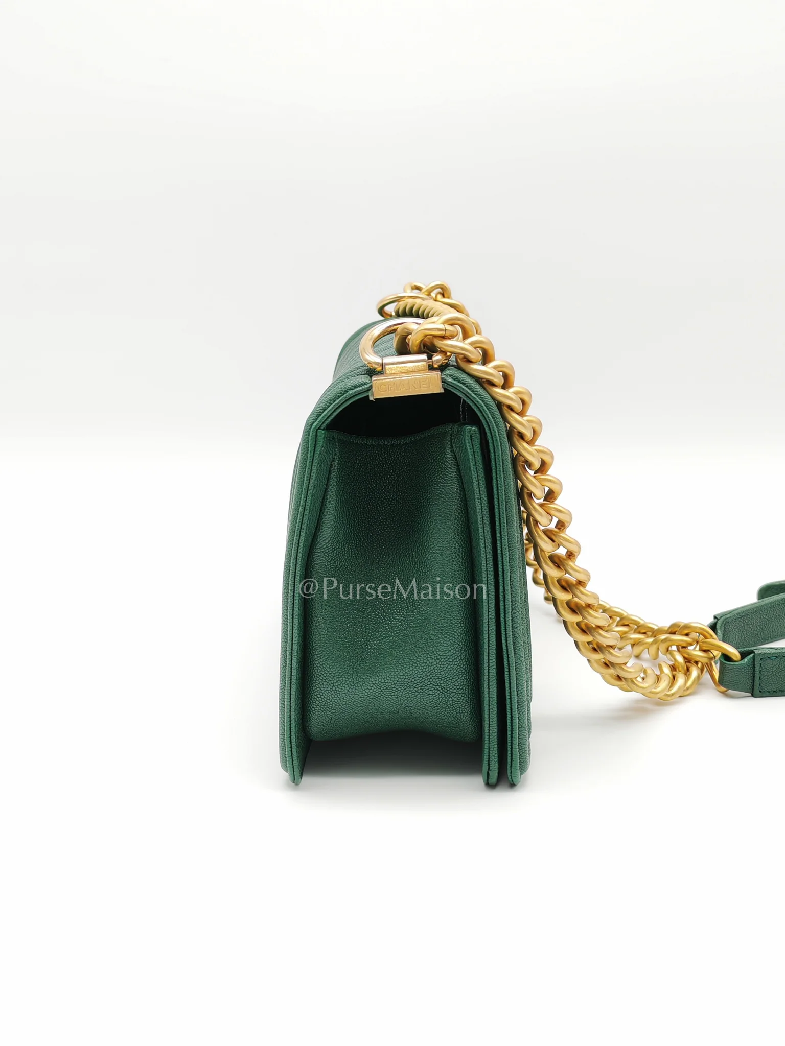 Chanel Le Boy Old Medium Green Caviar Leather in Aged Gold Hardware (Series 26) - Image 6