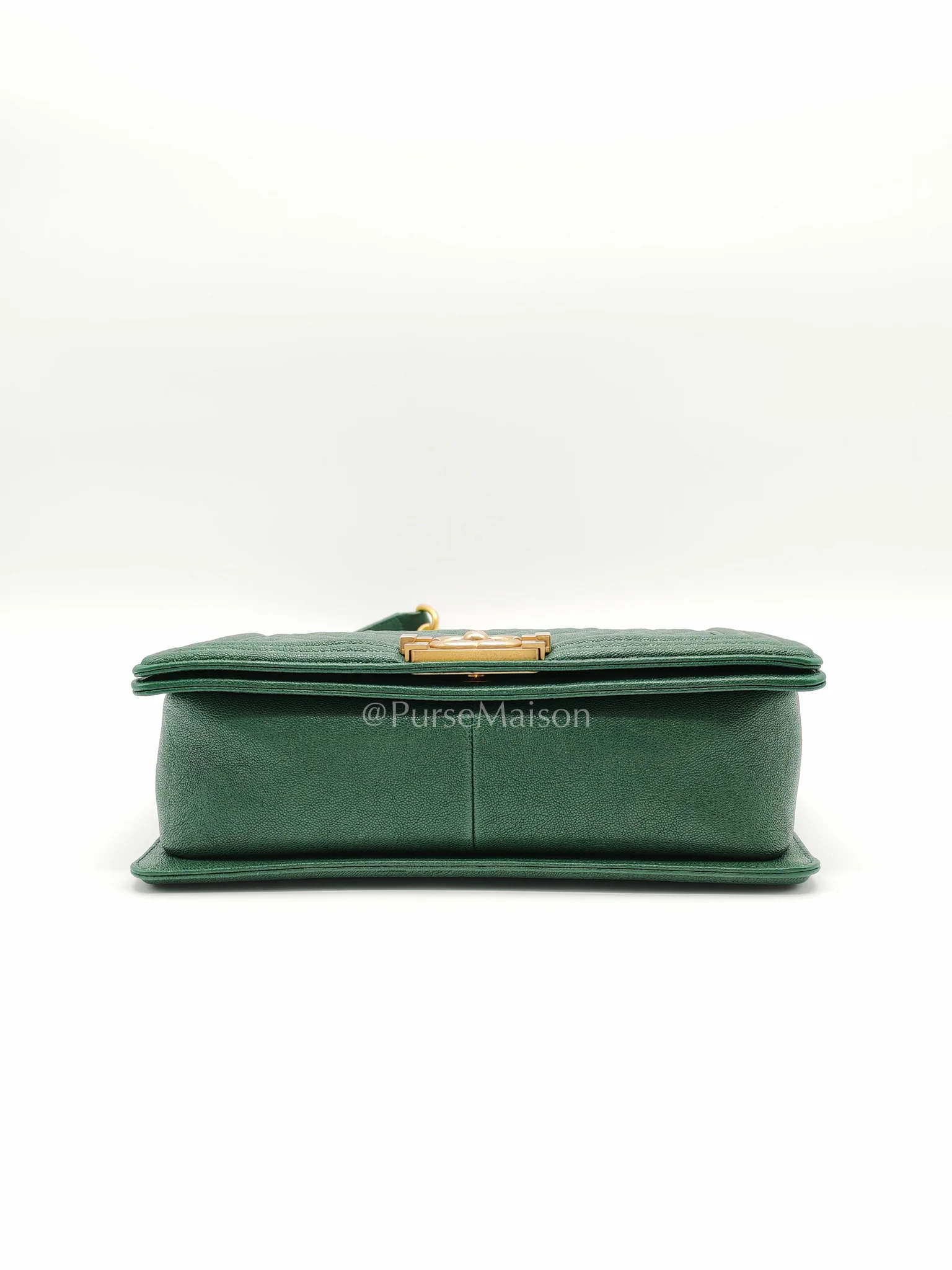 Chanel Le Boy Old Medium Green Caviar Leather in Aged Gold Hardware (Series 26) - Image 7