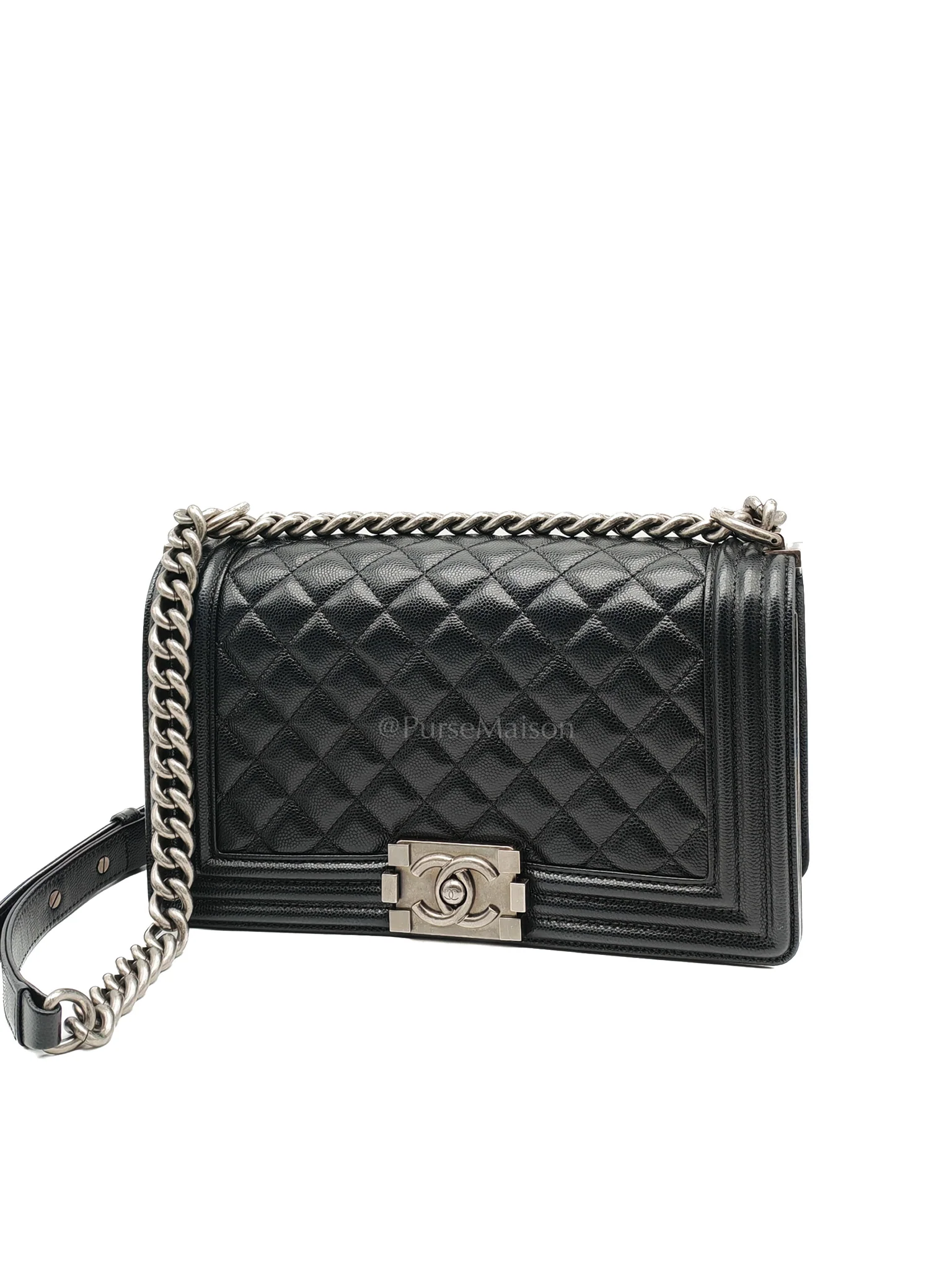 Chanel Le Boy Old Medium in Black Caviar Leather & Ruthenium Hardware (Series 28) - Image 2