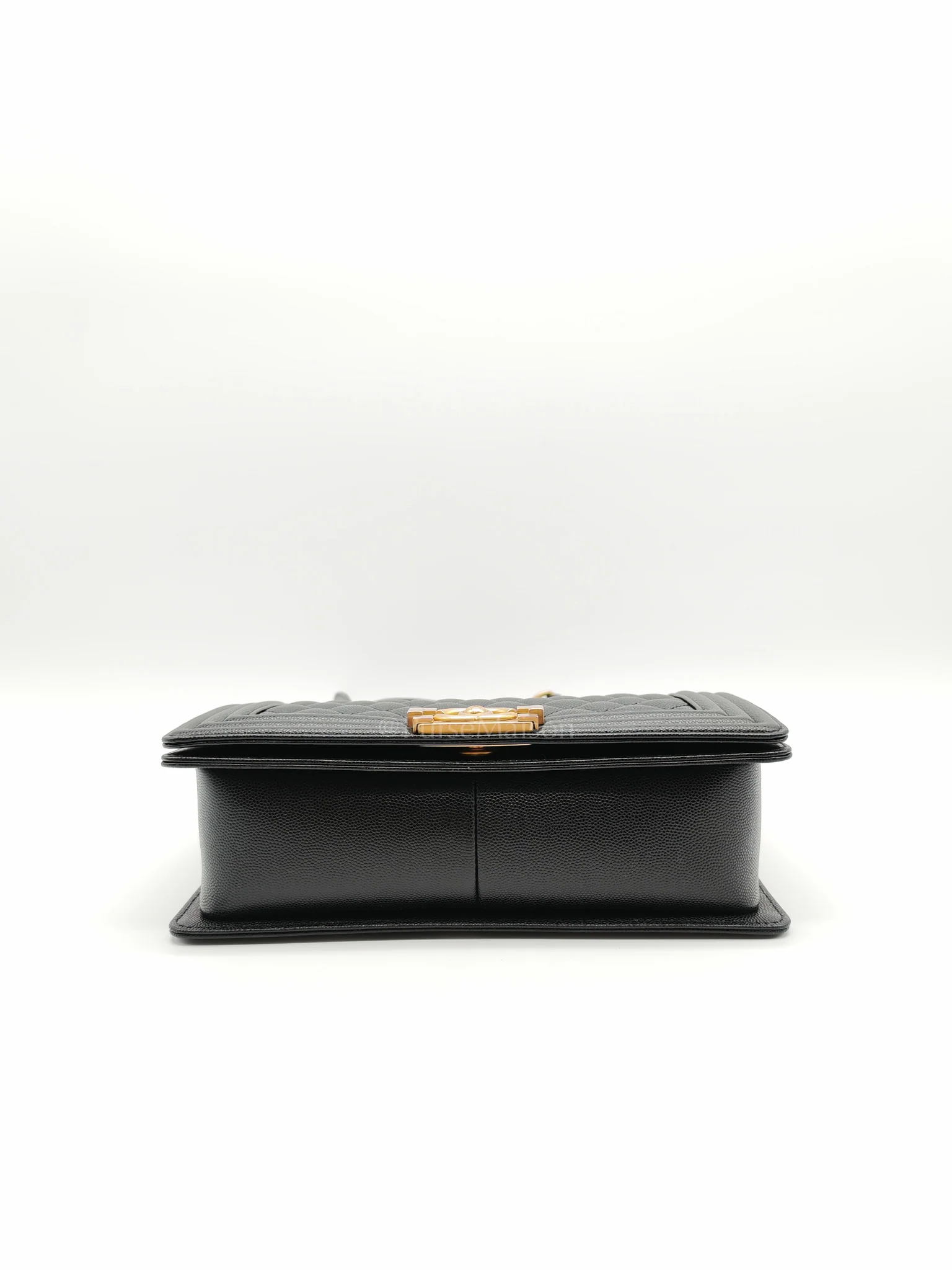 Chanel Le Boy Old Medium in Black Quilted Caviar Leather & Aged Gold Hardware Microchip - Image 7