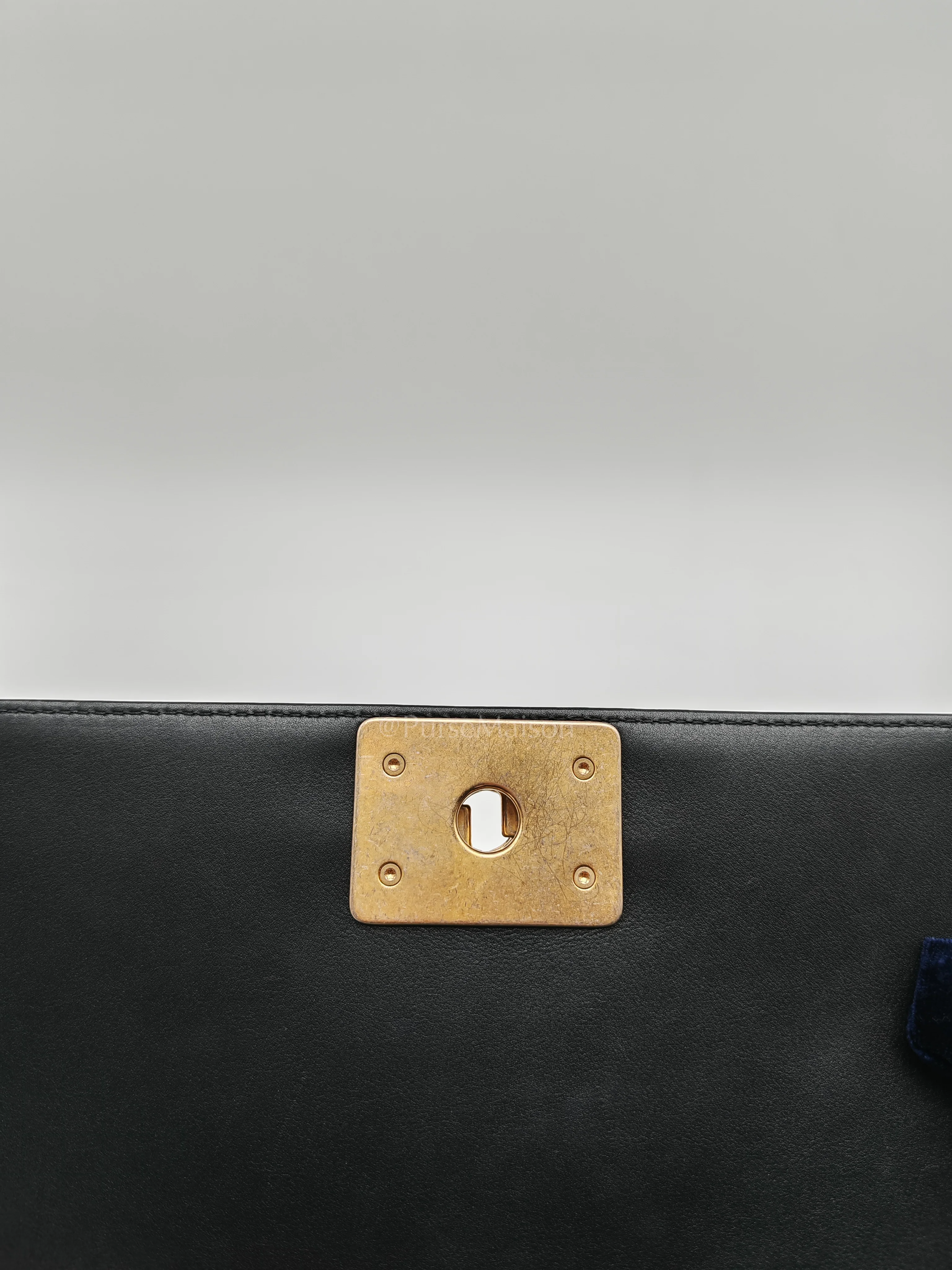 Chanel Le Boy Small Black Calfskin Leather in Aged Gold Hardware (Series 28) - Image 14