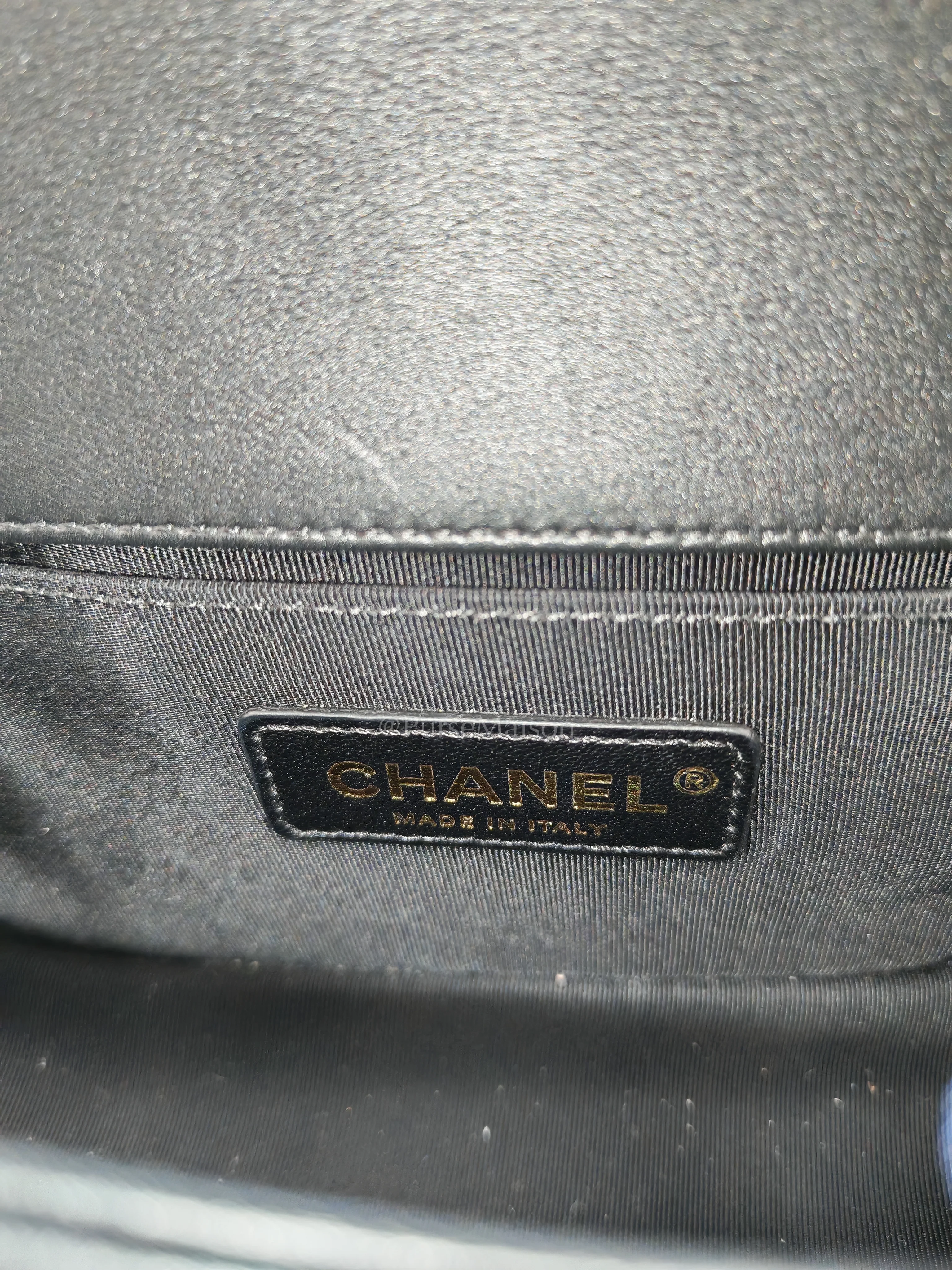 Chanel Le Boy Small Black Calfskin Leather in Aged Gold Hardware (Series 28) - Image 18