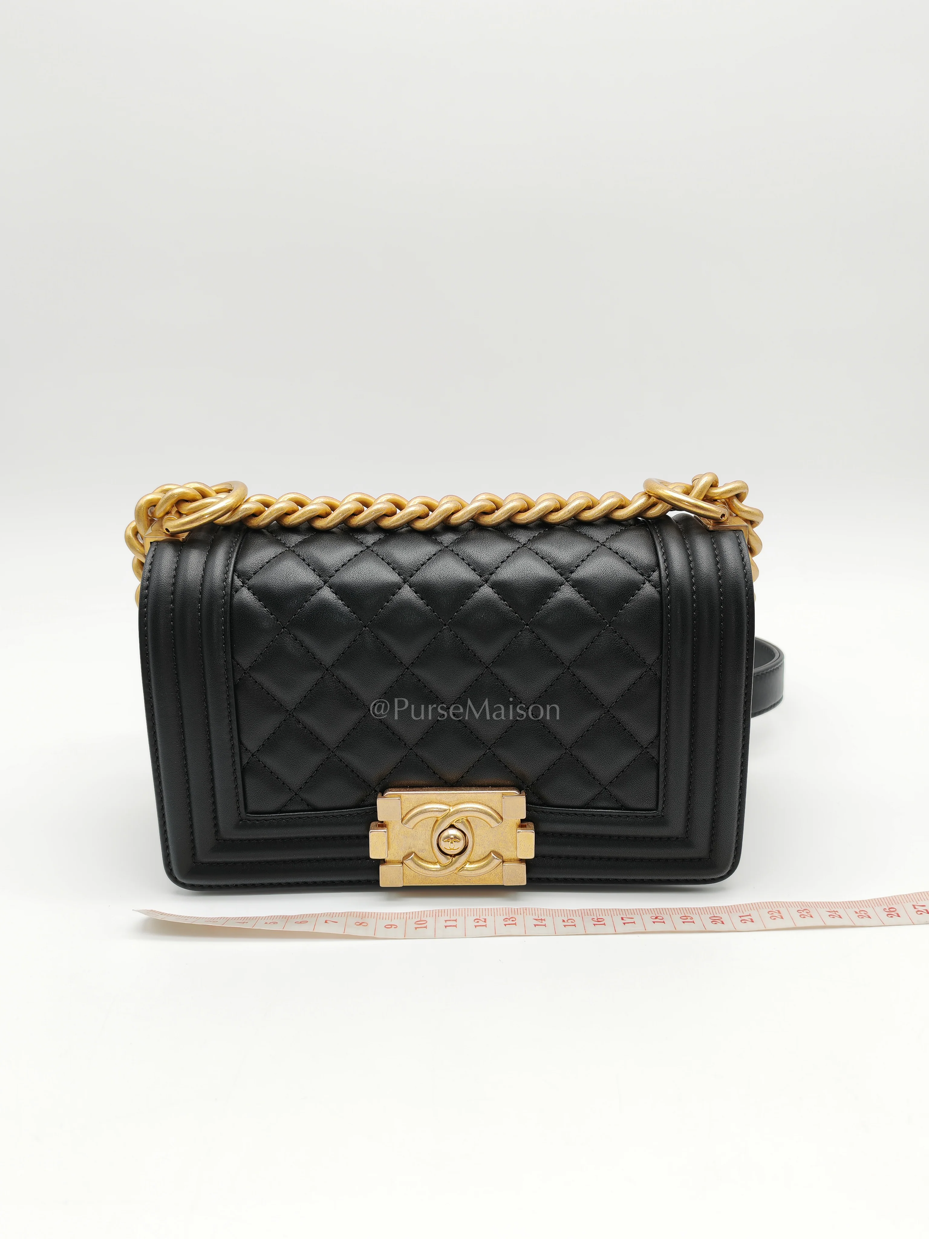 Chanel Le Boy Small Black Calfskin Leather in Aged Gold Hardware (Series 28) - Image 19