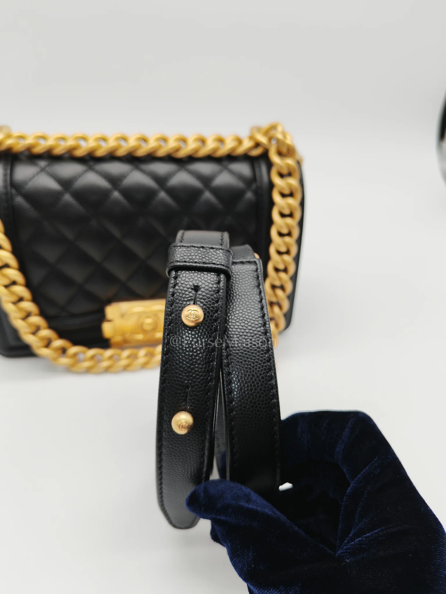Chanel Boy Small in Black Caviar Leather and Aged Gold Hardware (Microchip) - Image 15