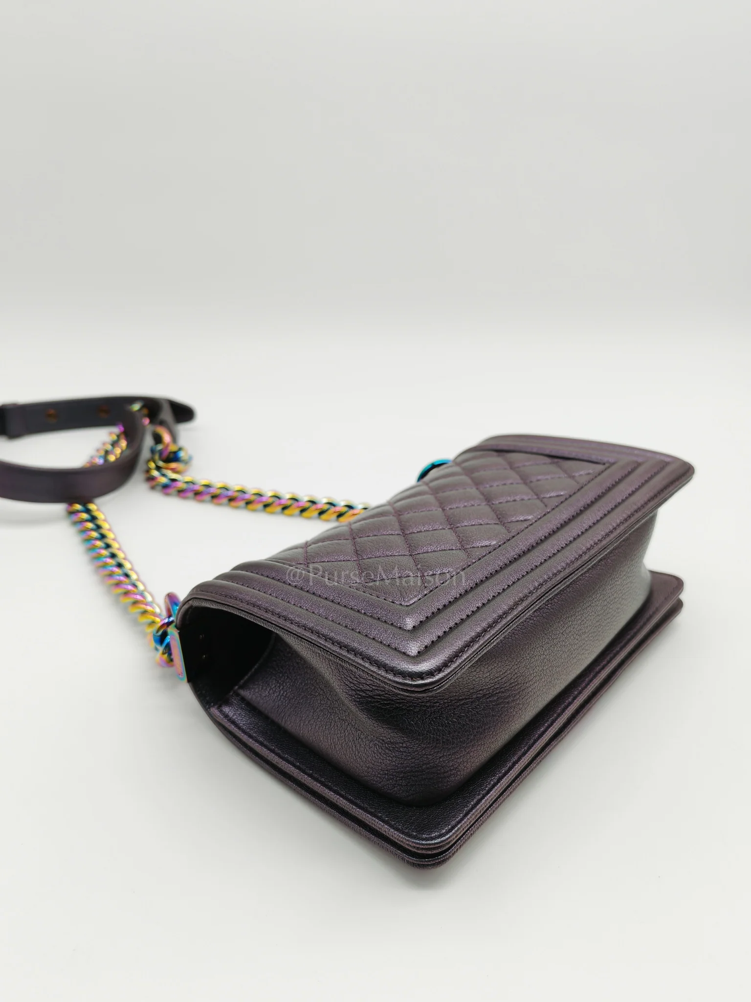 Chanel Le boy Small Iridescent Purple Mermaid Quilted Goatskin in Rainbow Hardware (Series 21) - Image 10