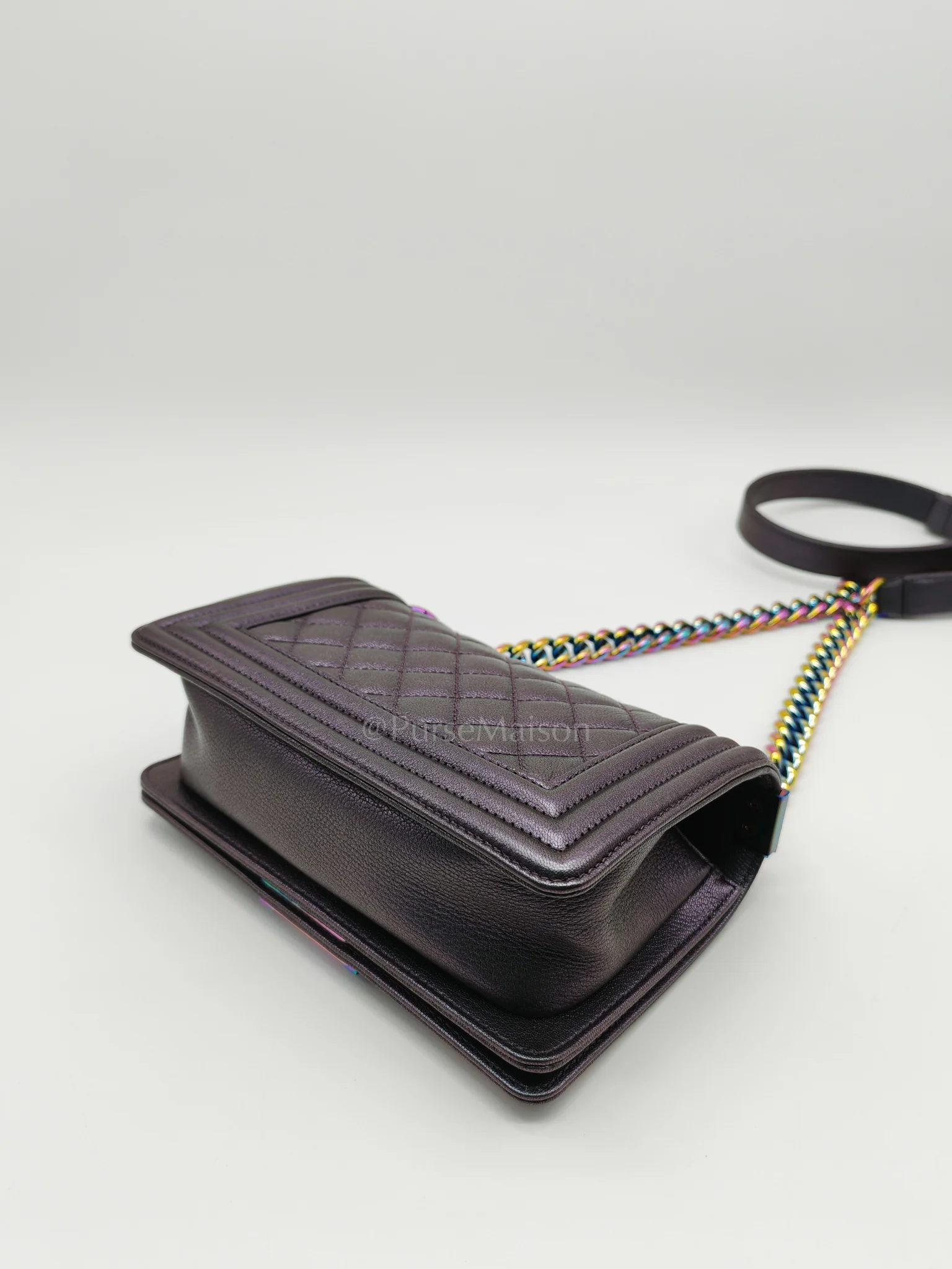 Chanel Le boy Small Iridescent Purple Mermaid Quilted Goatskin in Rainbow Hardware (Series 21) - Image 11