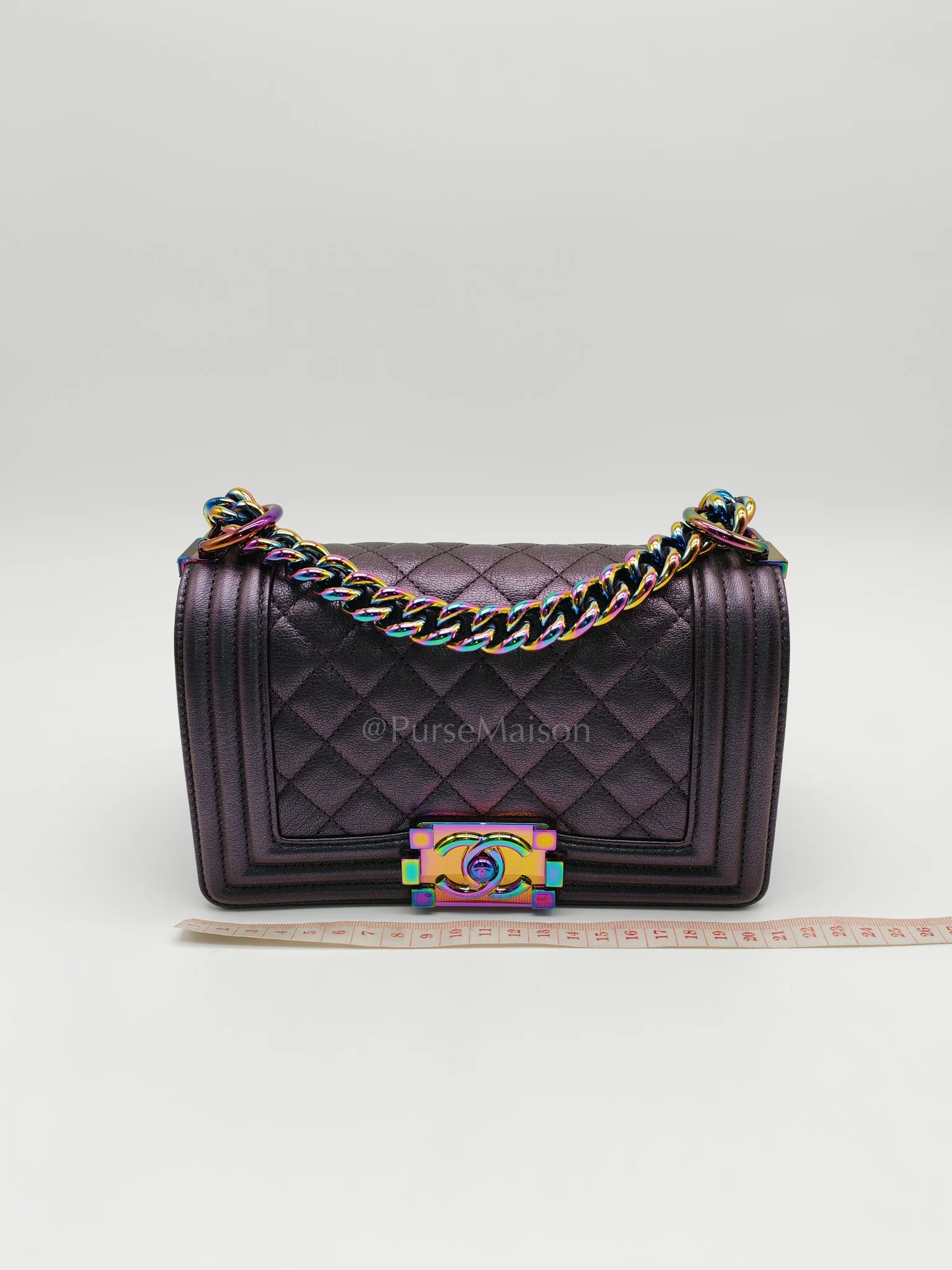 Chanel Le boy Small Iridescent Purple Mermaid Quilted Goatskin in Rainbow Hardware (Series 21) - Image 20