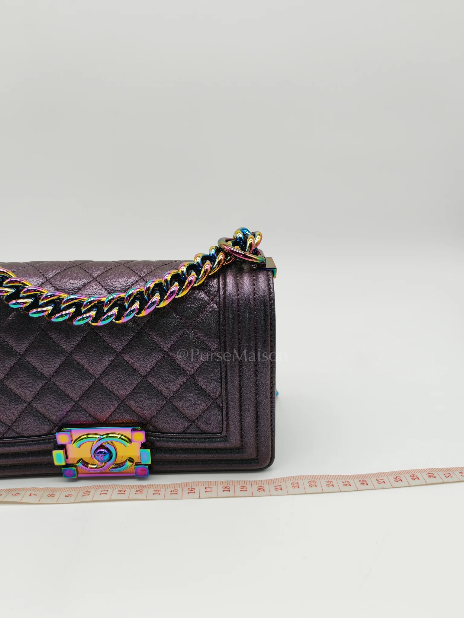 Chanel Le boy Small Iridescent Purple Mermaid Quilted Goatskin in Rainbow Hardware (Series 21) - Image 21