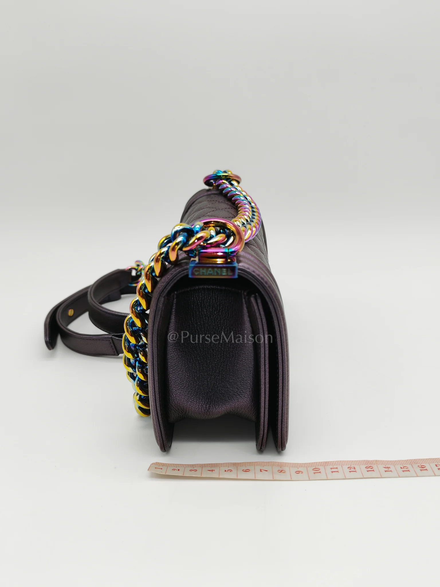 Chanel Le boy Small Iridescent Purple Mermaid Quilted Goatskin in Rainbow Hardware (Series 21) - Image 23