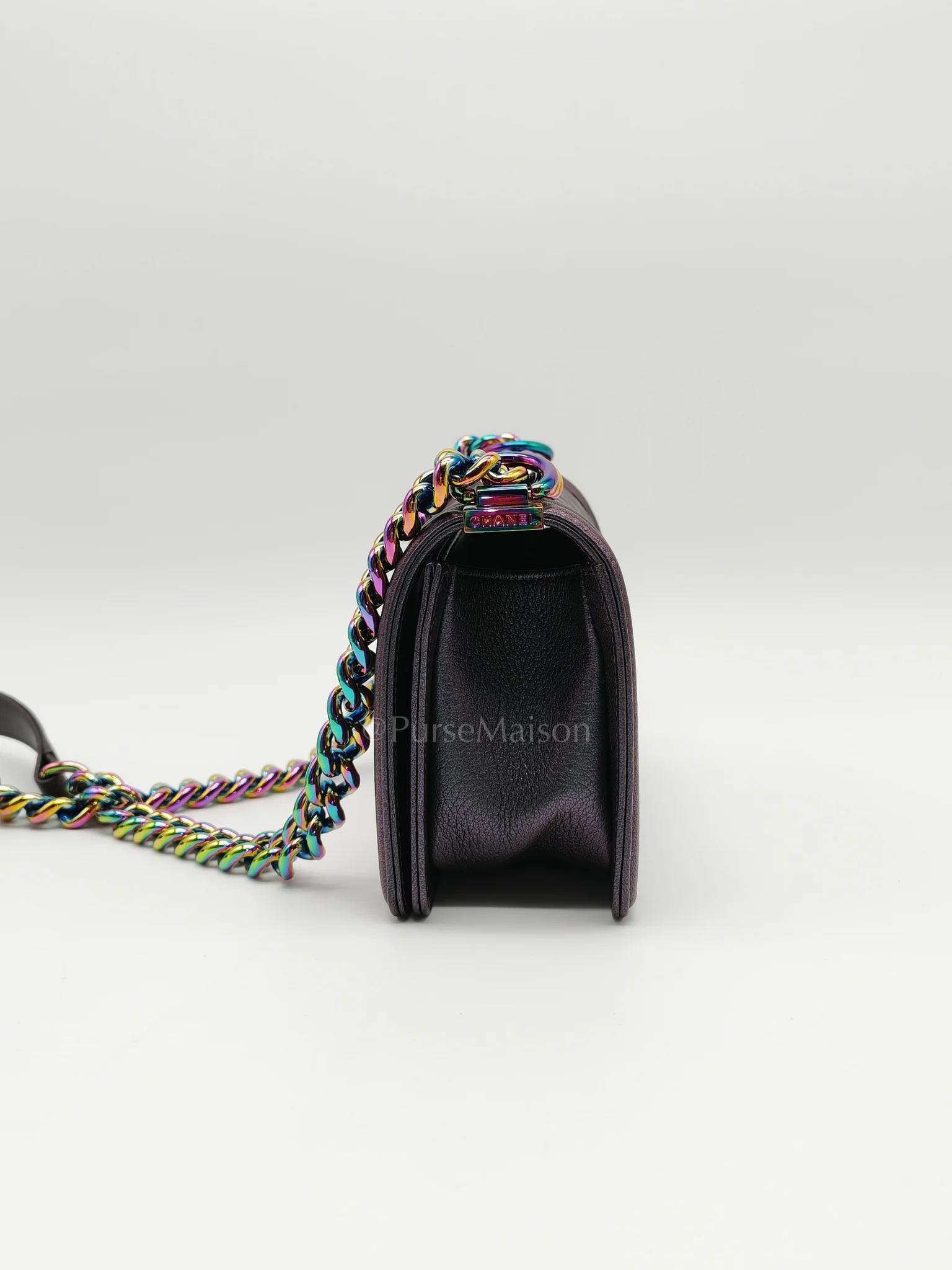 Chanel Le boy Small Iridescent Purple Mermaid Quilted Goatskin in Rainbow Hardware (Series 21) - Image 6