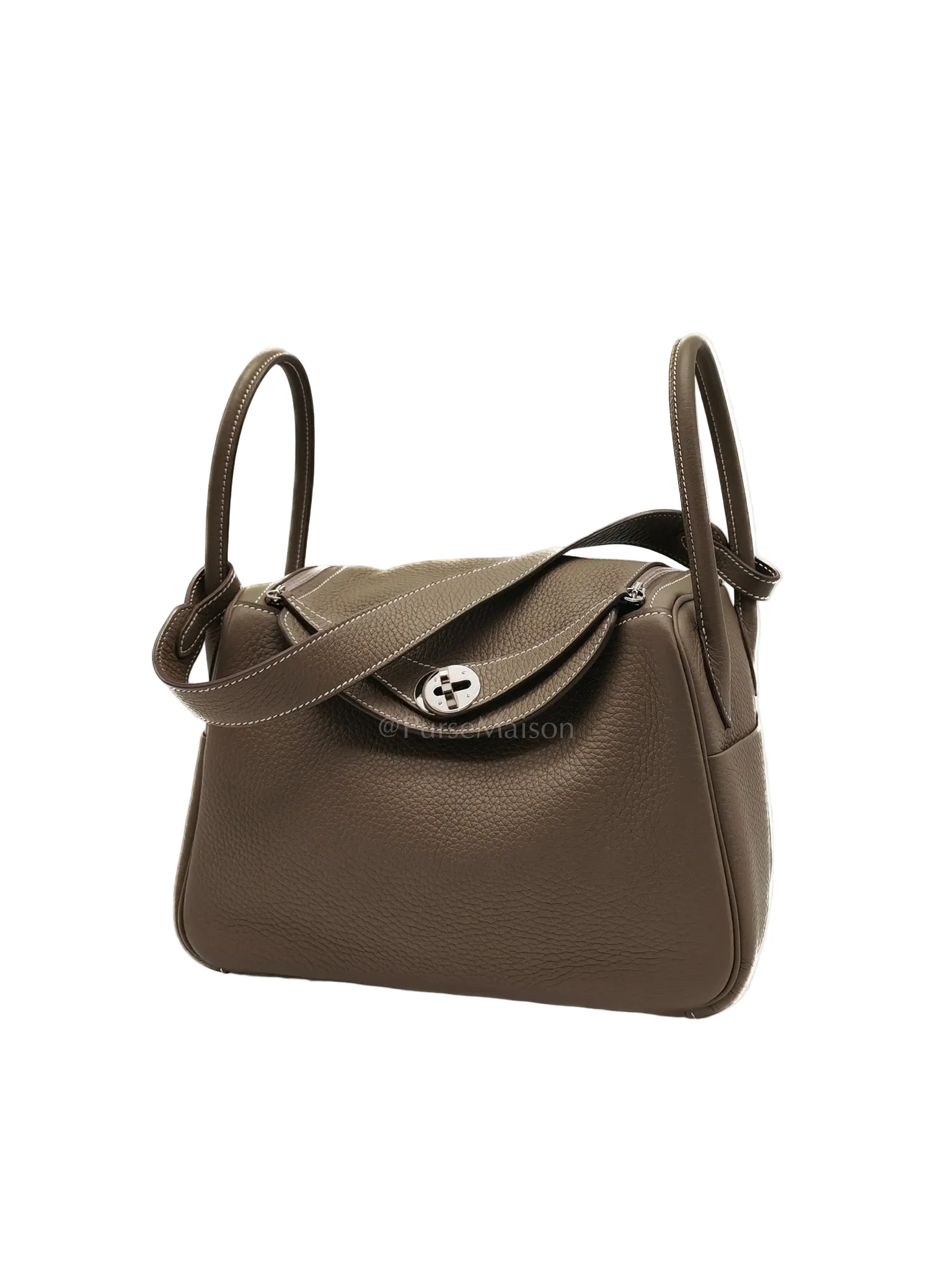 Hermes Lindy 26 in Etoupe Clemence Leather & Palladium Hardware Stamp W(2024) - Image 2