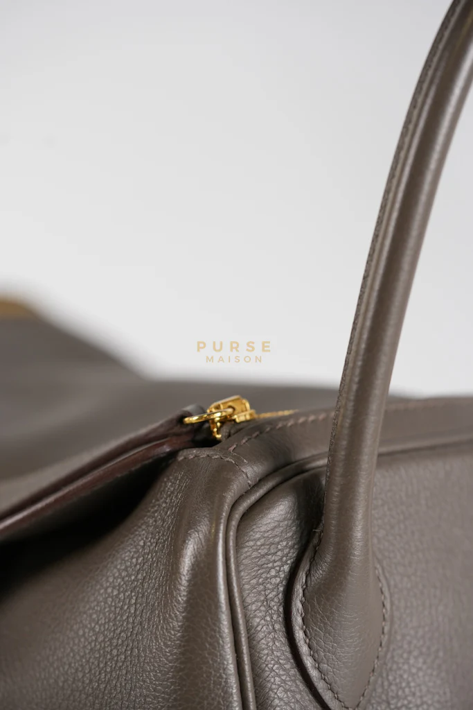 Hermes Lindy 26 in Taupe Evercolor Leather & Gold Hardware Stamp Z (2021) - Image 22