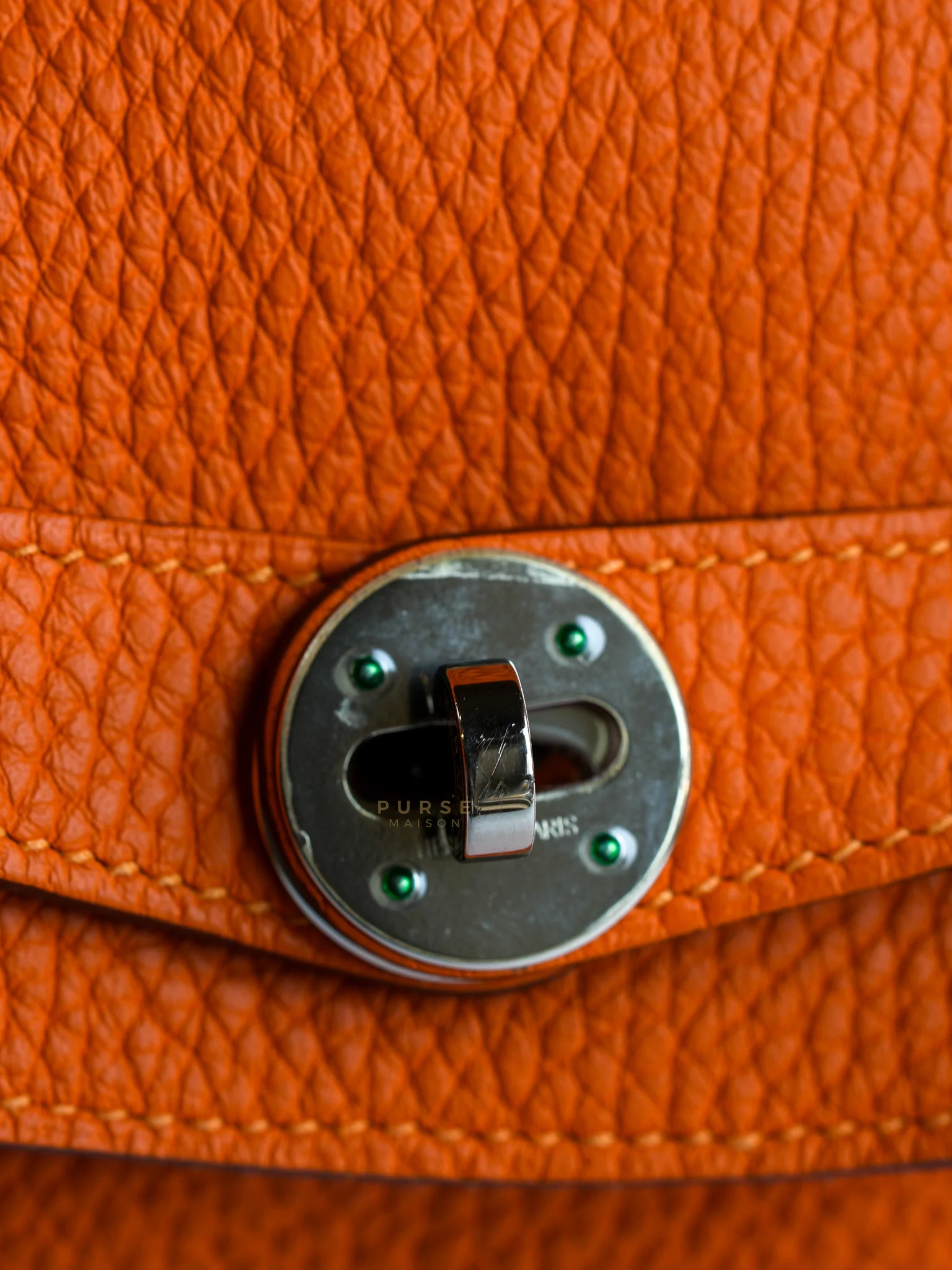 Hermes Lindy 34 Orange Clemence Leather and Palladium Hardware Stamp Square O (2011) - Image 22