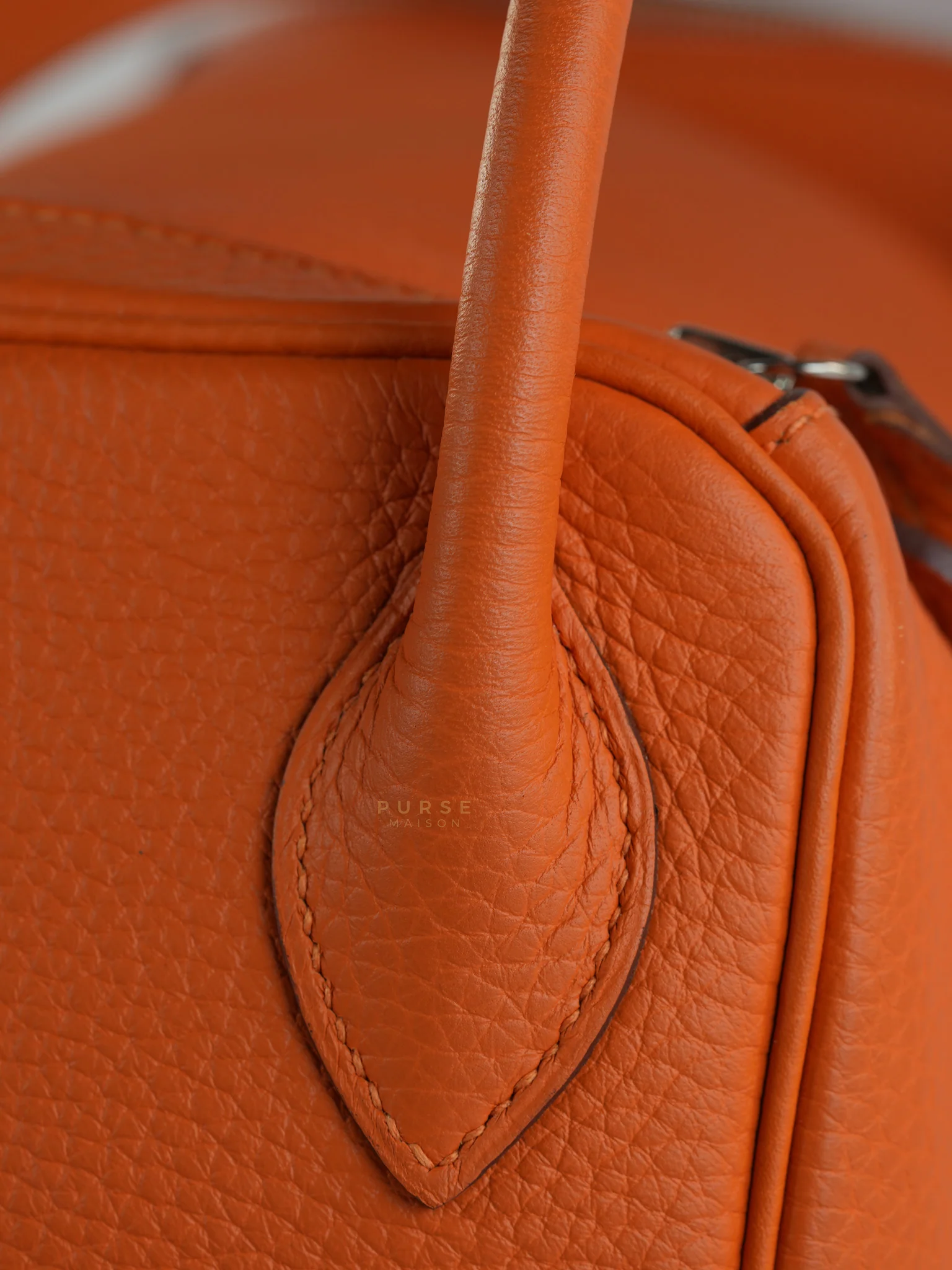 Hermes Lindy 34 Orange Clemence Leather and Palladium Hardware Stamp Square O (2011) - Image 24