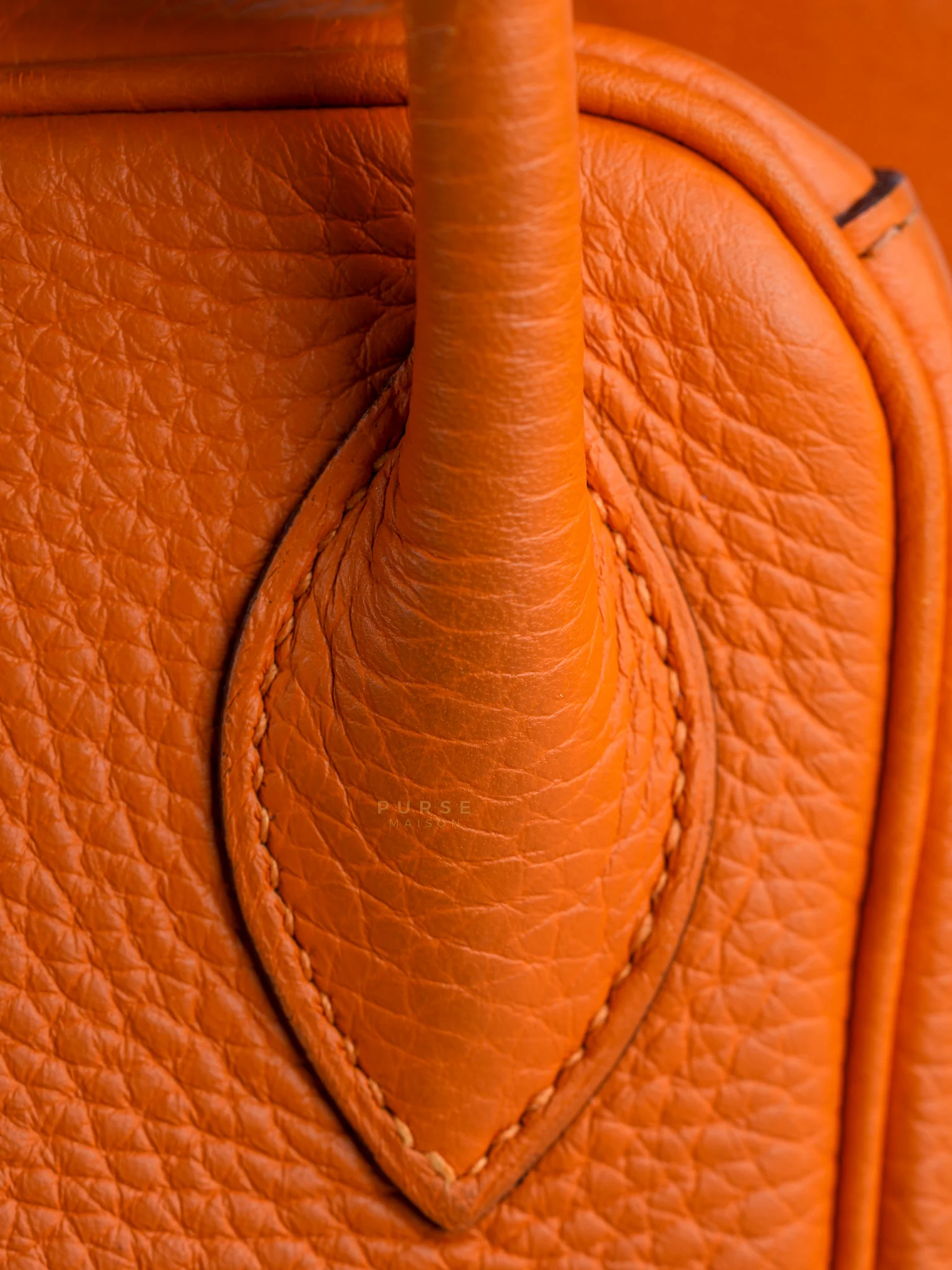 Hermes Lindy 34 Orange Clemence Leather and Palladium Hardware Stamp Square O (2011) - Image 25