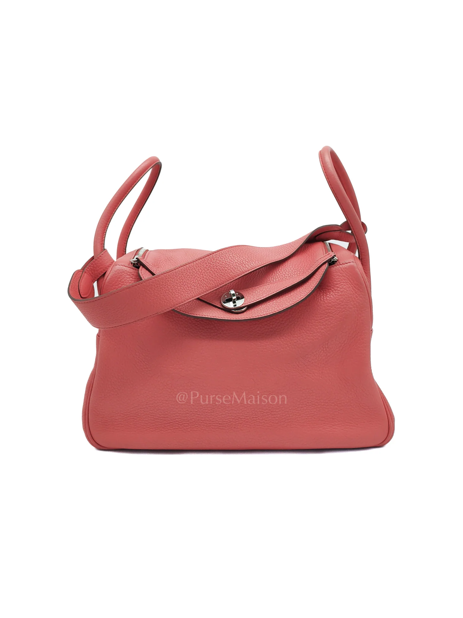 Hermes Lindy 34 Salmon Pink Clemence Leather in Palladium Hardware Stamp N Square(2010)