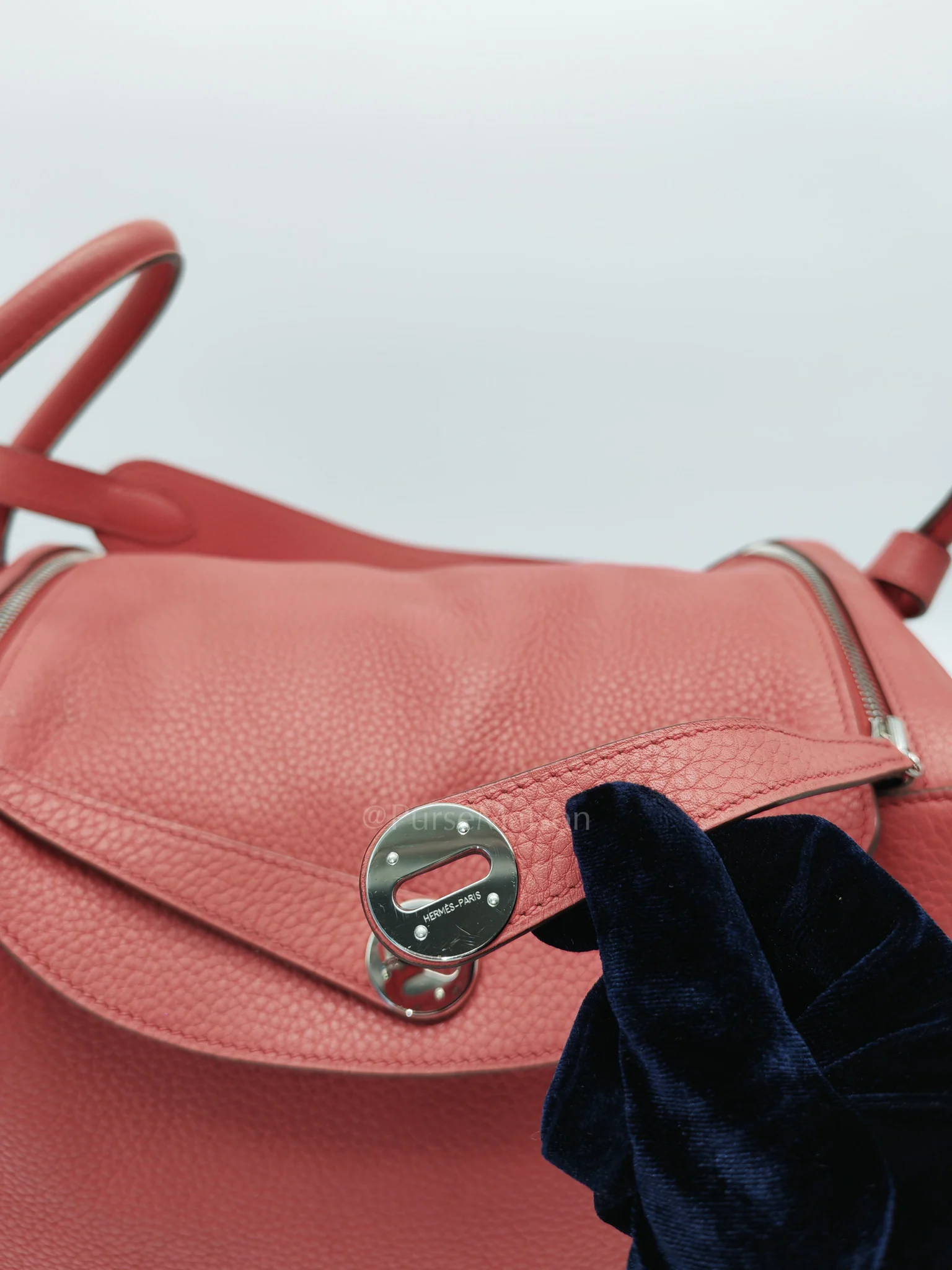 Hermes Lindy 34 Salmon Pink Clemence Leather in Palladium Hardware Stamp N Square(2010) - Image 20