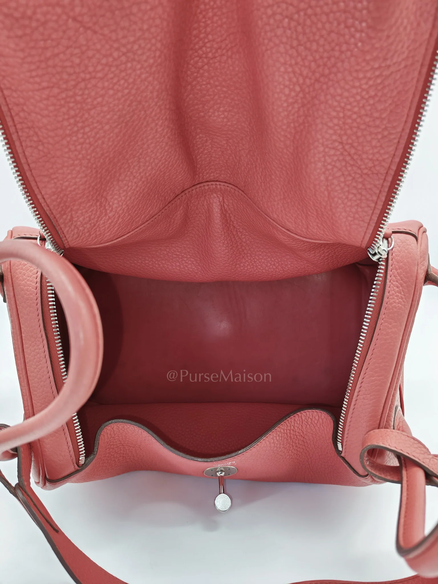 Hermes Lindy 34 Salmon Pink Clemence Leather in Palladium Hardware Stamp N Square(2010) - Image 35