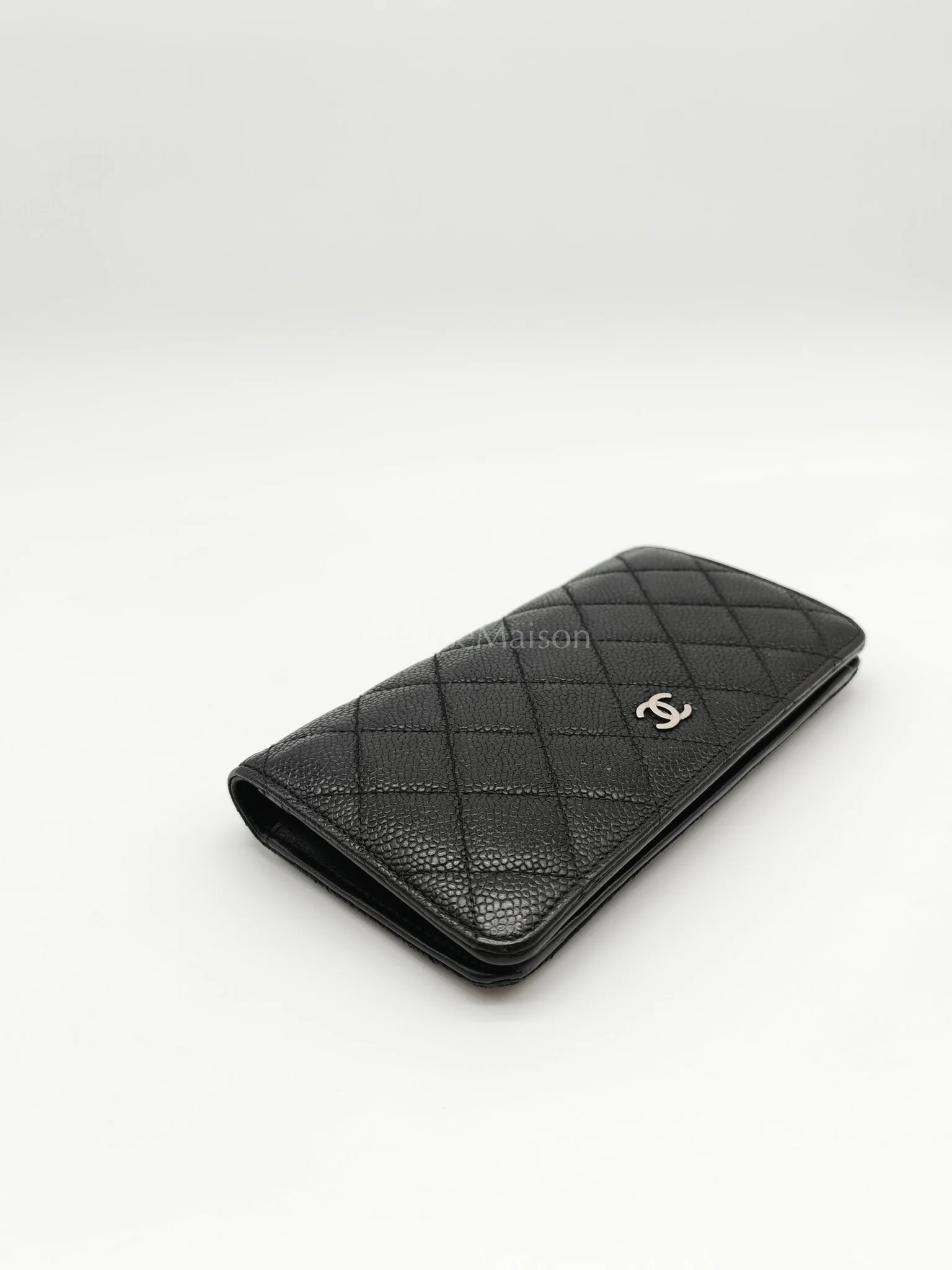 Chanel Long Bifold Wallet in Black Caviar Leather and Silver Hardware Series 17 - Image 8