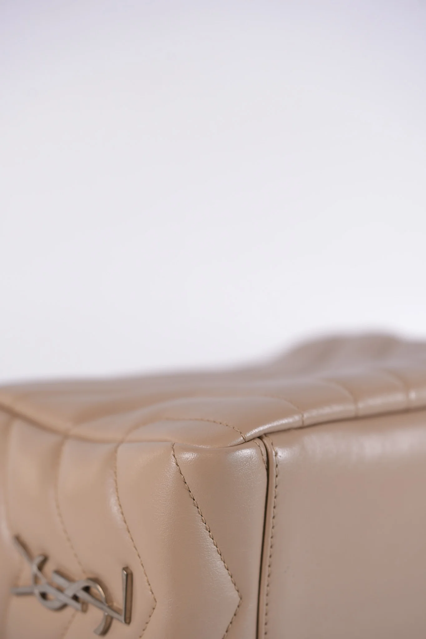 Yves Saint Laurent Loulou Bowling Bag in Beige Calfskin Leather & Silver Hardware - Image 11