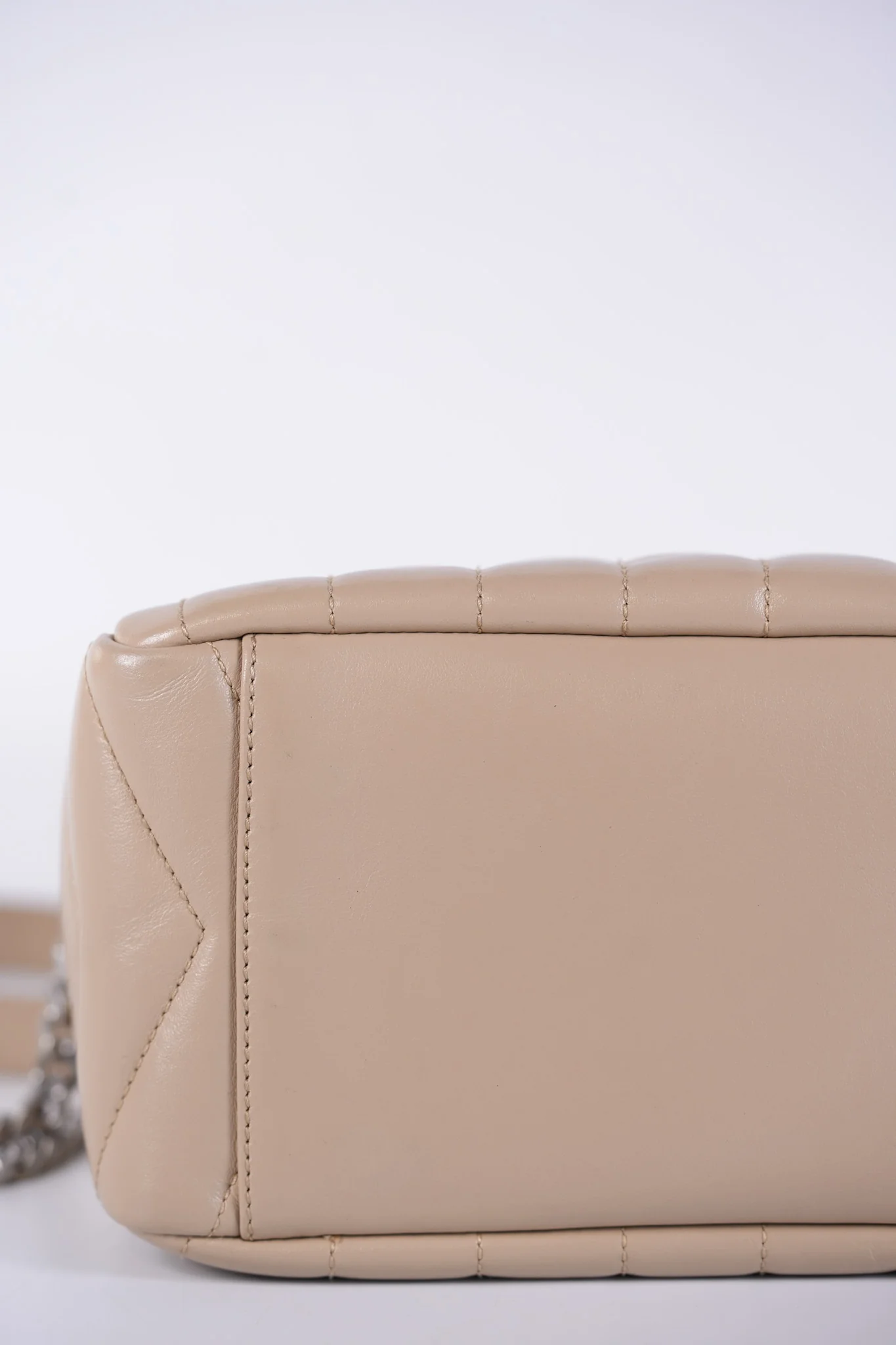 Yves Saint Laurent Loulou Bowling Bag in Beige Calfskin Leather & Silver Hardware - Image 12