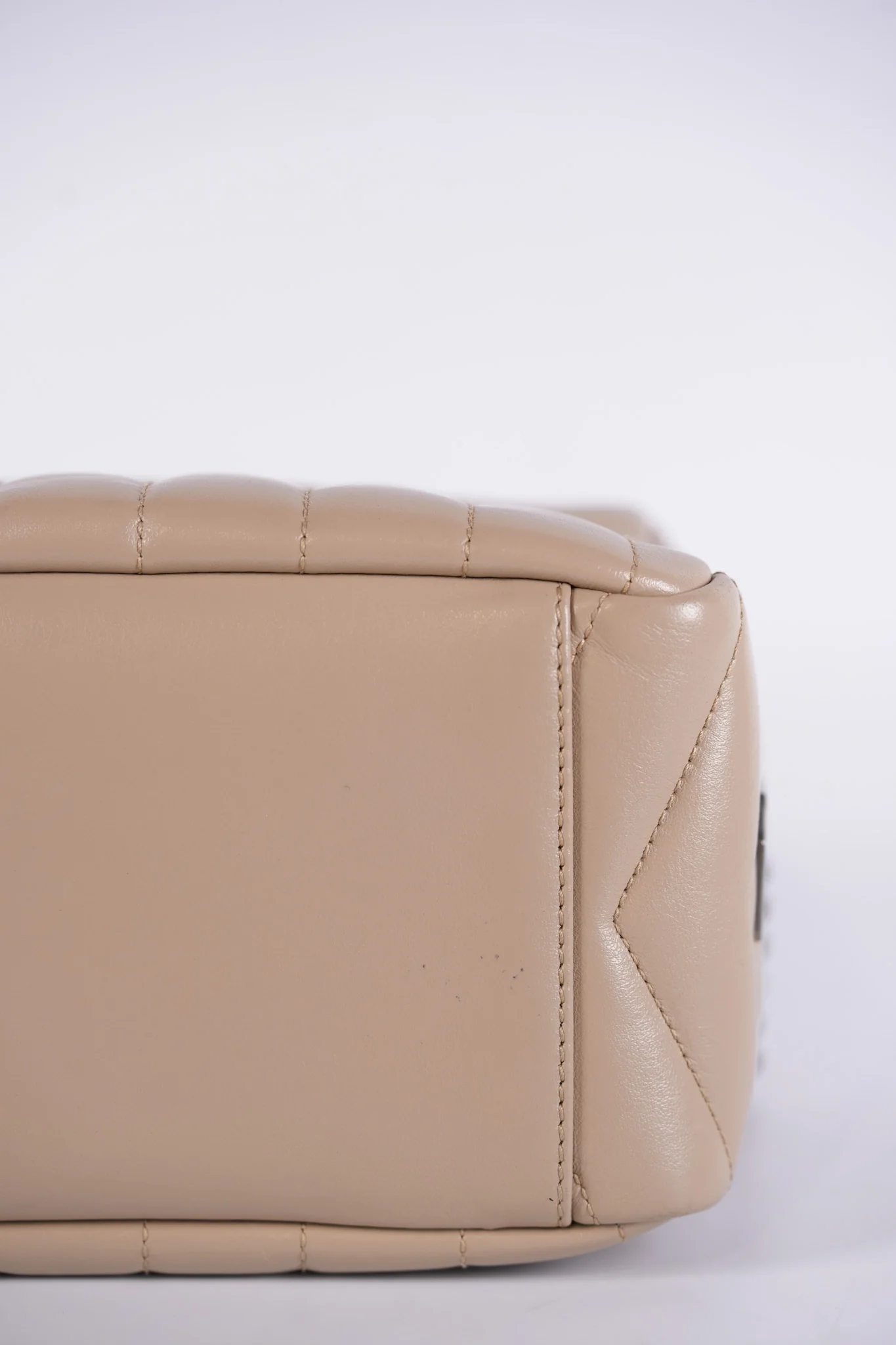 Yves Saint Laurent Loulou Bowling Bag in Beige Calfskin Leather & Silver Hardware - Image 13