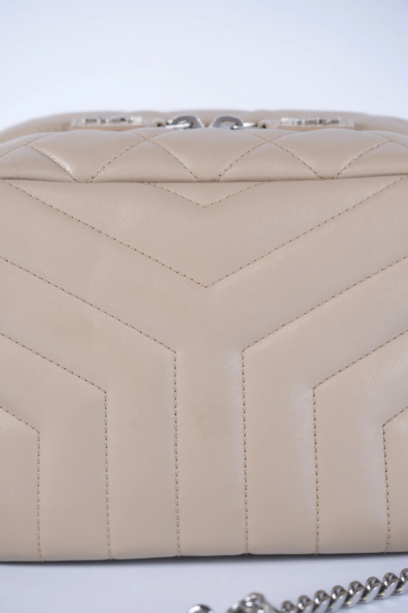 Yves Saint Laurent Loulou Bowling Bag in Beige Calfskin Leather & Silver Hardware - Image 18