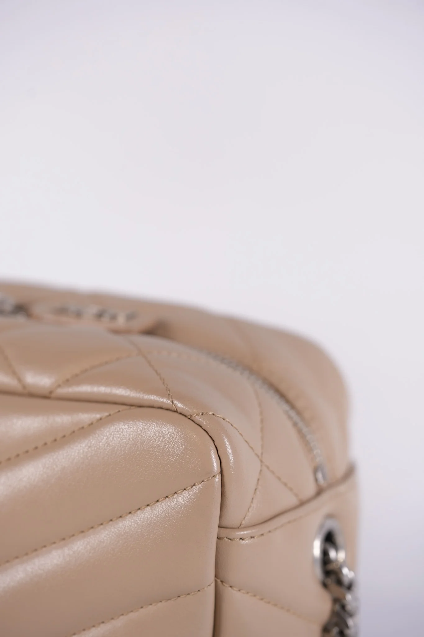 Yves Saint Laurent Loulou Bowling Bag in Beige Calfskin Leather & Silver Hardware - Image 22