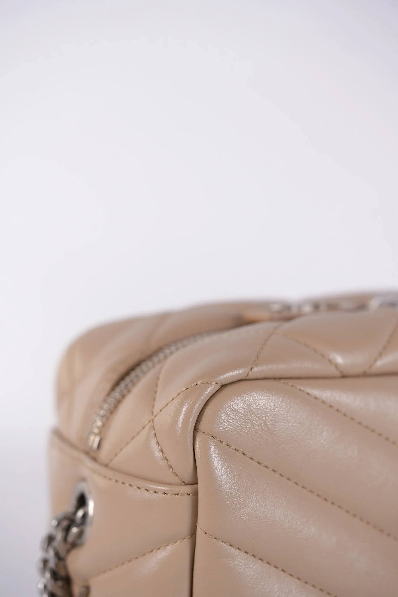 Yves Saint Laurent Loulou Bowling Bag in Beige Calfskin Leather & Silver Hardware - Image 23