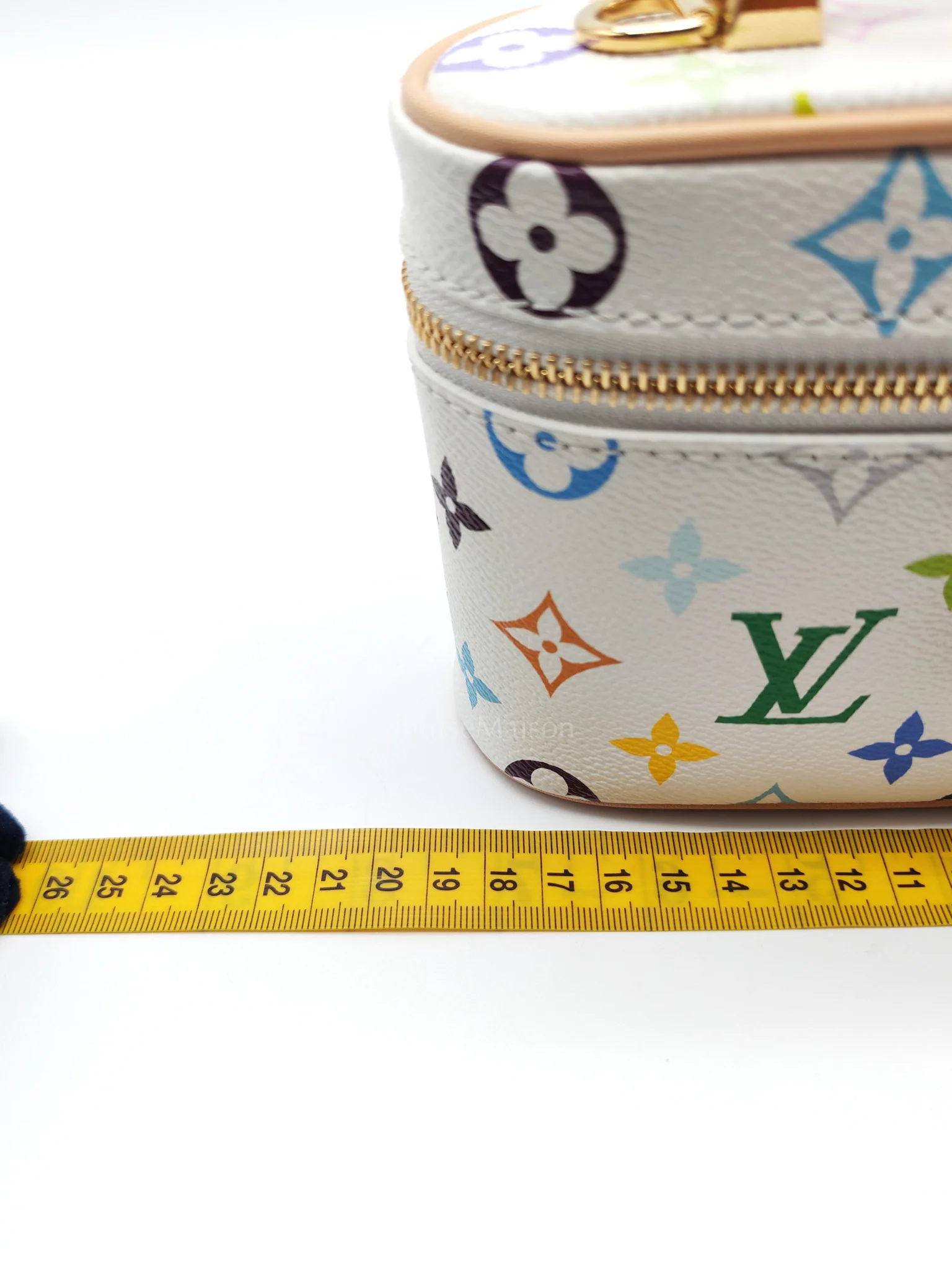 Louis Vuitton LV x Takashi Murakami Vanity Case in White Monogram Multicolor Canvas & Gold Hardware Microchip - Image 34