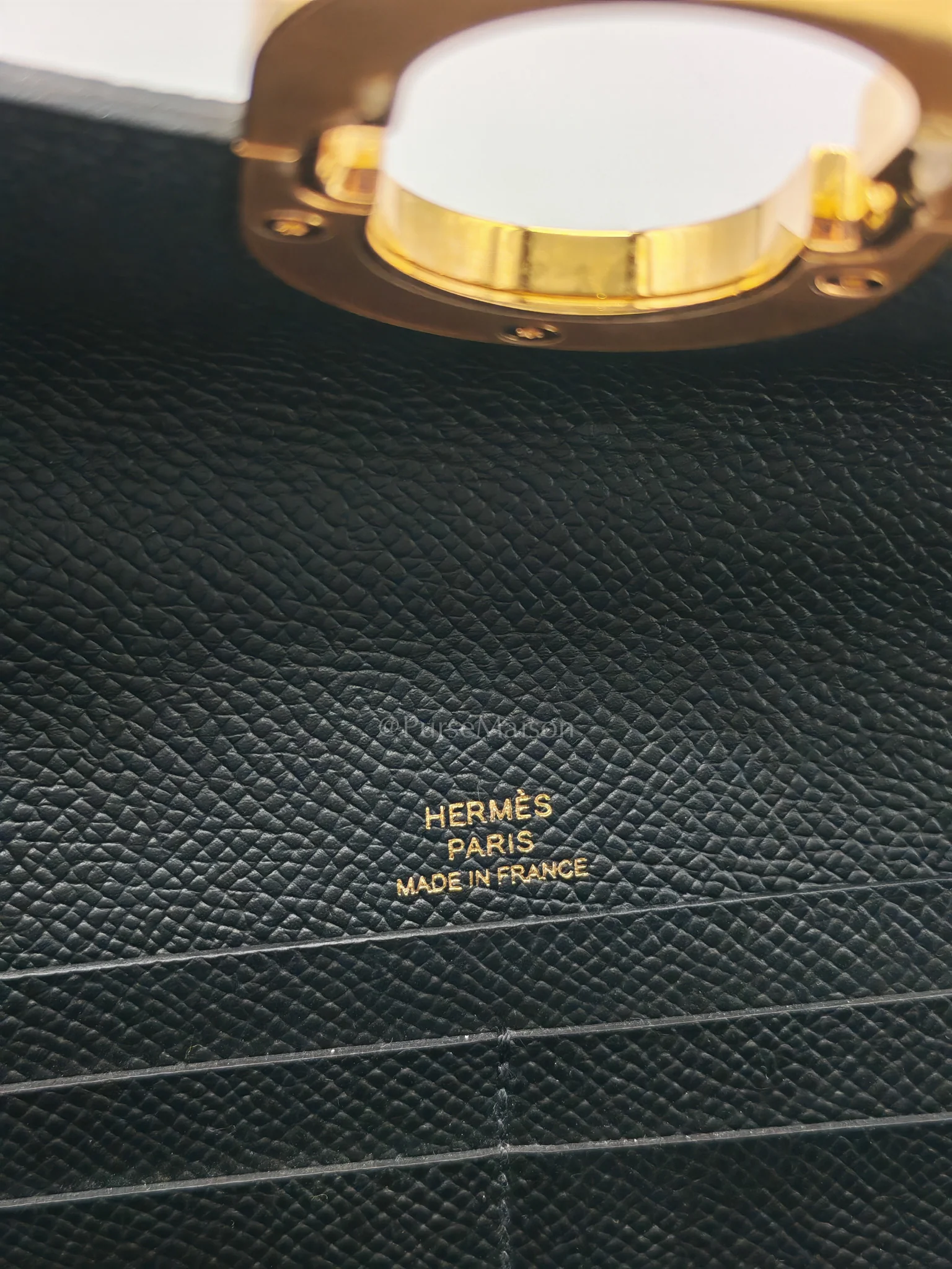 Hermes Maillon To Go in Black Epsom Leather & So Black/Gold Hardware Stamp W (2024) - Image 21