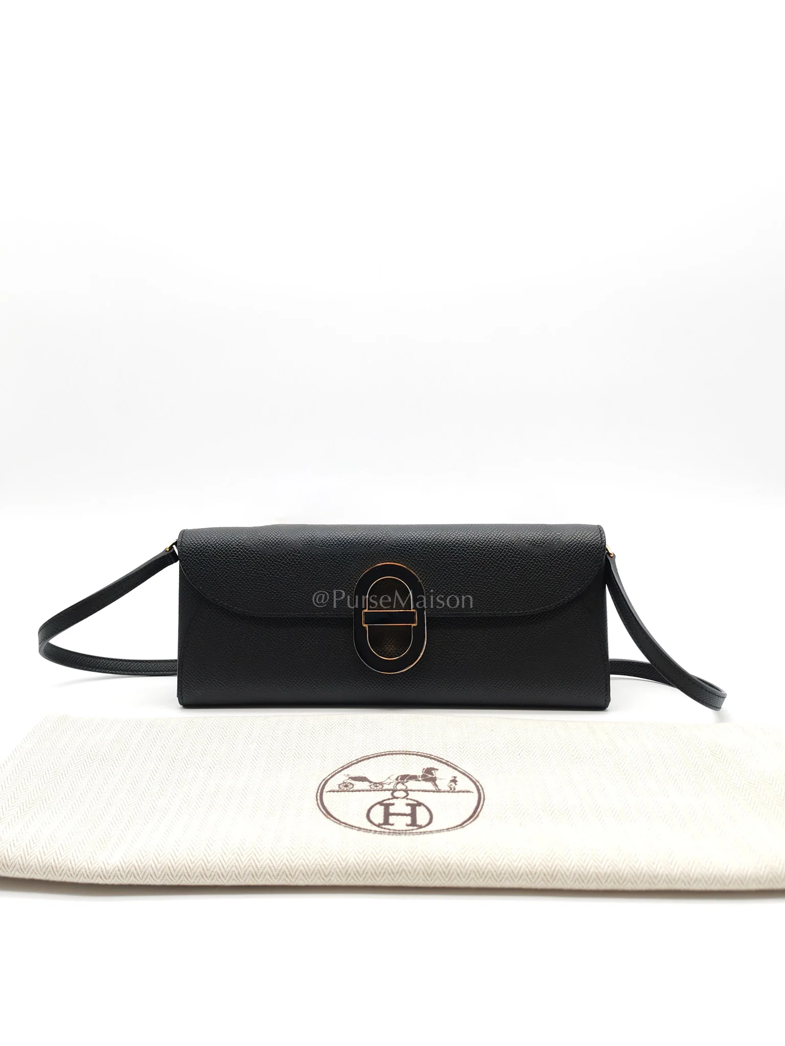 Hermes Maillon To Go in Black Epsom Leather & So Black/Gold Hardware Stamp W (2024) - Image 29