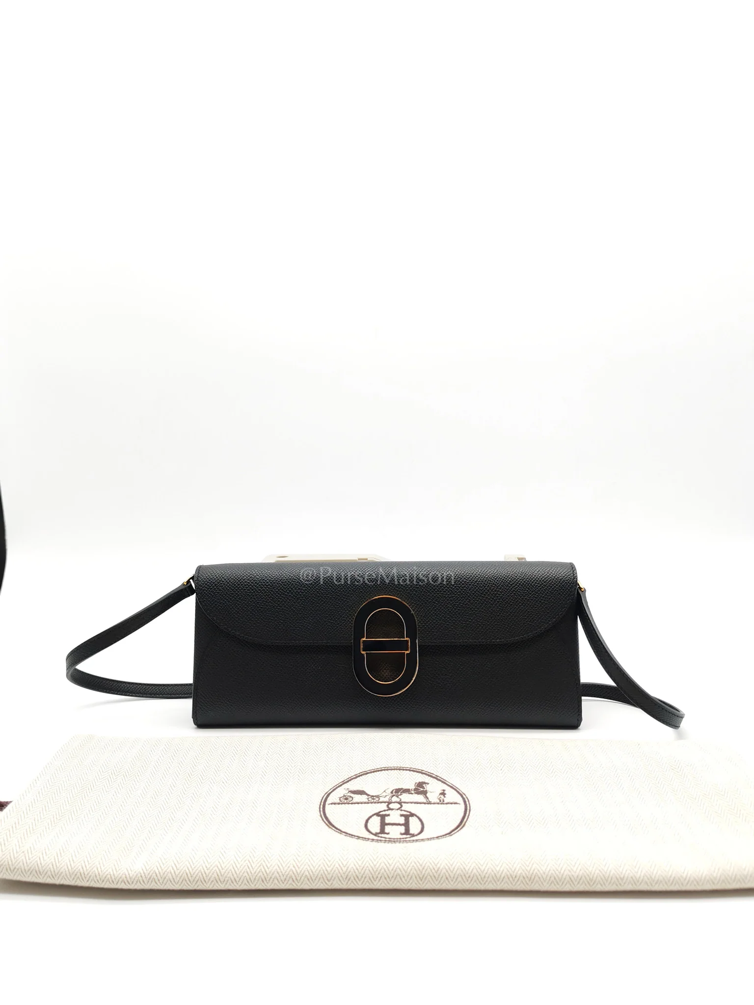 Hermes Maillon To Go in Black Epsom Leather & So Black/Gold Hardware Stamp W (2024) - Image 30