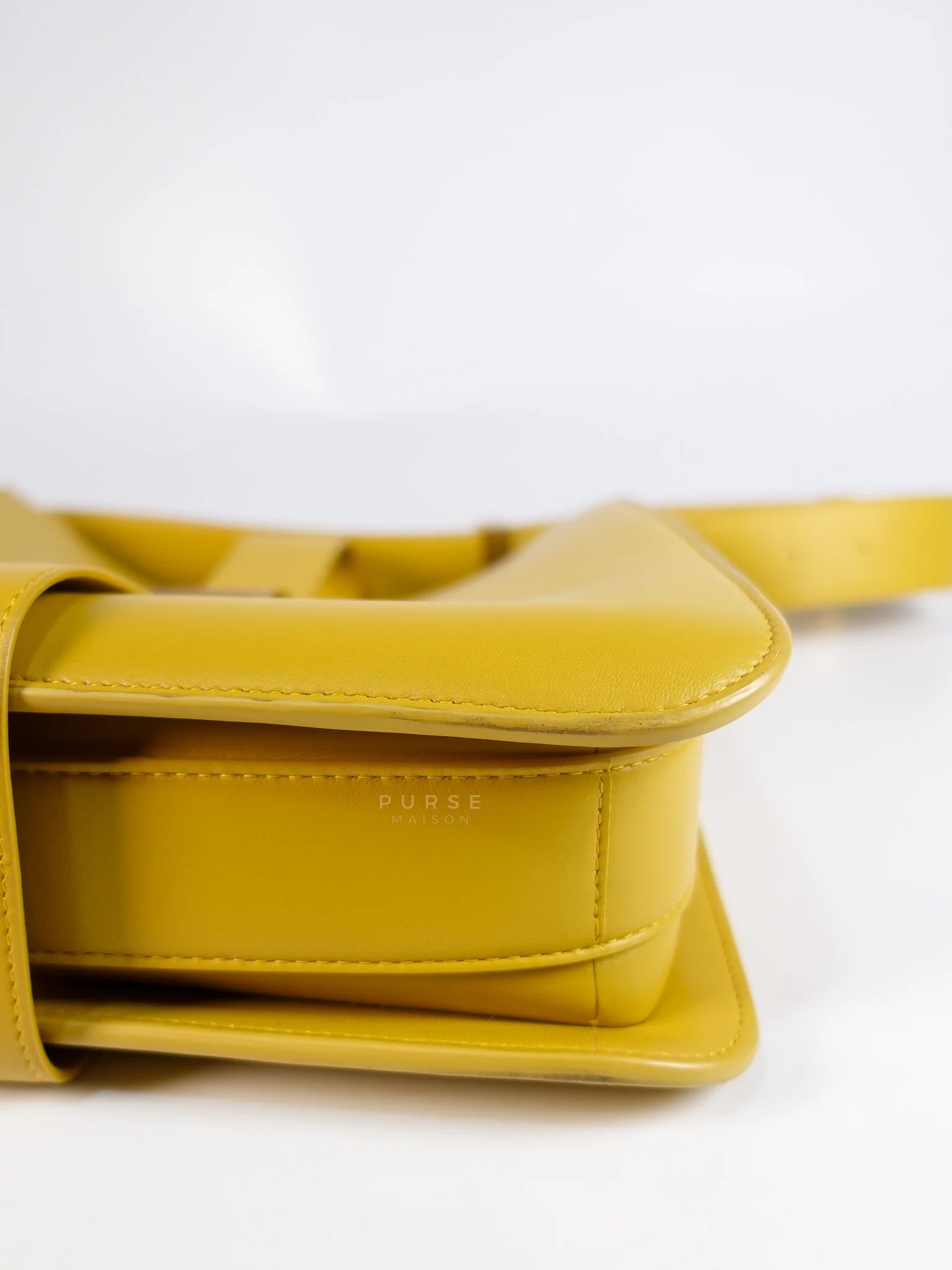 Bottega Veneta Marie Hand Bag Medium in Yellow Nappa Leather Gold Hardware - Image 11