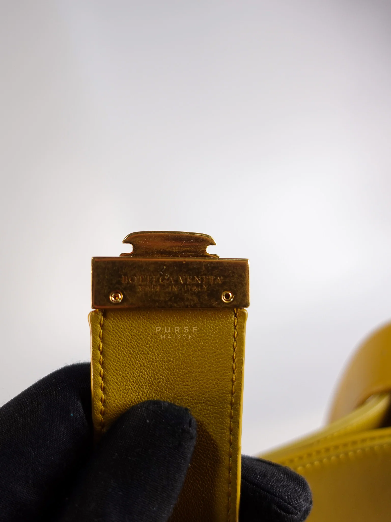 Bottega Veneta Marie Hand Bag Medium in Yellow Nappa Leather Gold Hardware - Image 19