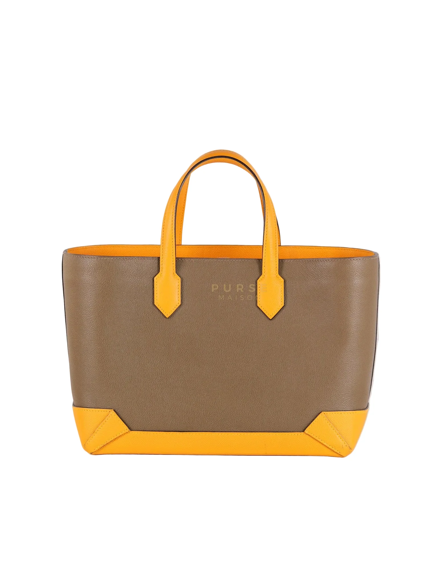 Hermes Maxibox Cabas 30 Origan Evercolor and Moutarde Epsom Dual Color Palladium Hardware Handbag Stamp X (2016)