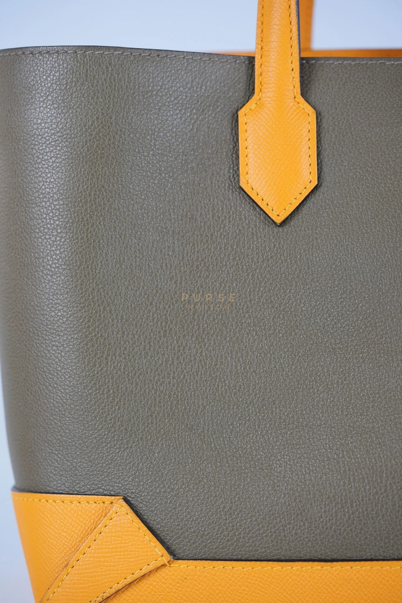 Hermes Maxibox Cabas 30 Origan Evercolor and Moutarde Epsom Dual Color Palladium Hardware Handbag Stamp X (2016) - Image 21