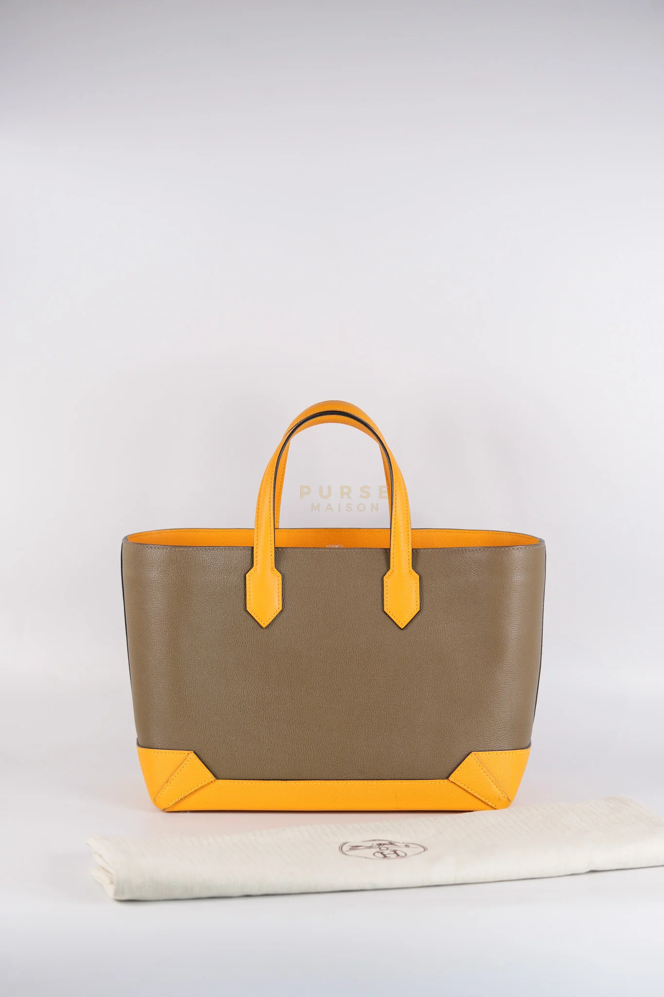 Hermes Maxibox Cabas 30 Origan Evercolor and Moutarde Epsom Dual Color Palladium Hardware Handbag Stamp X (2016) - Image 41
