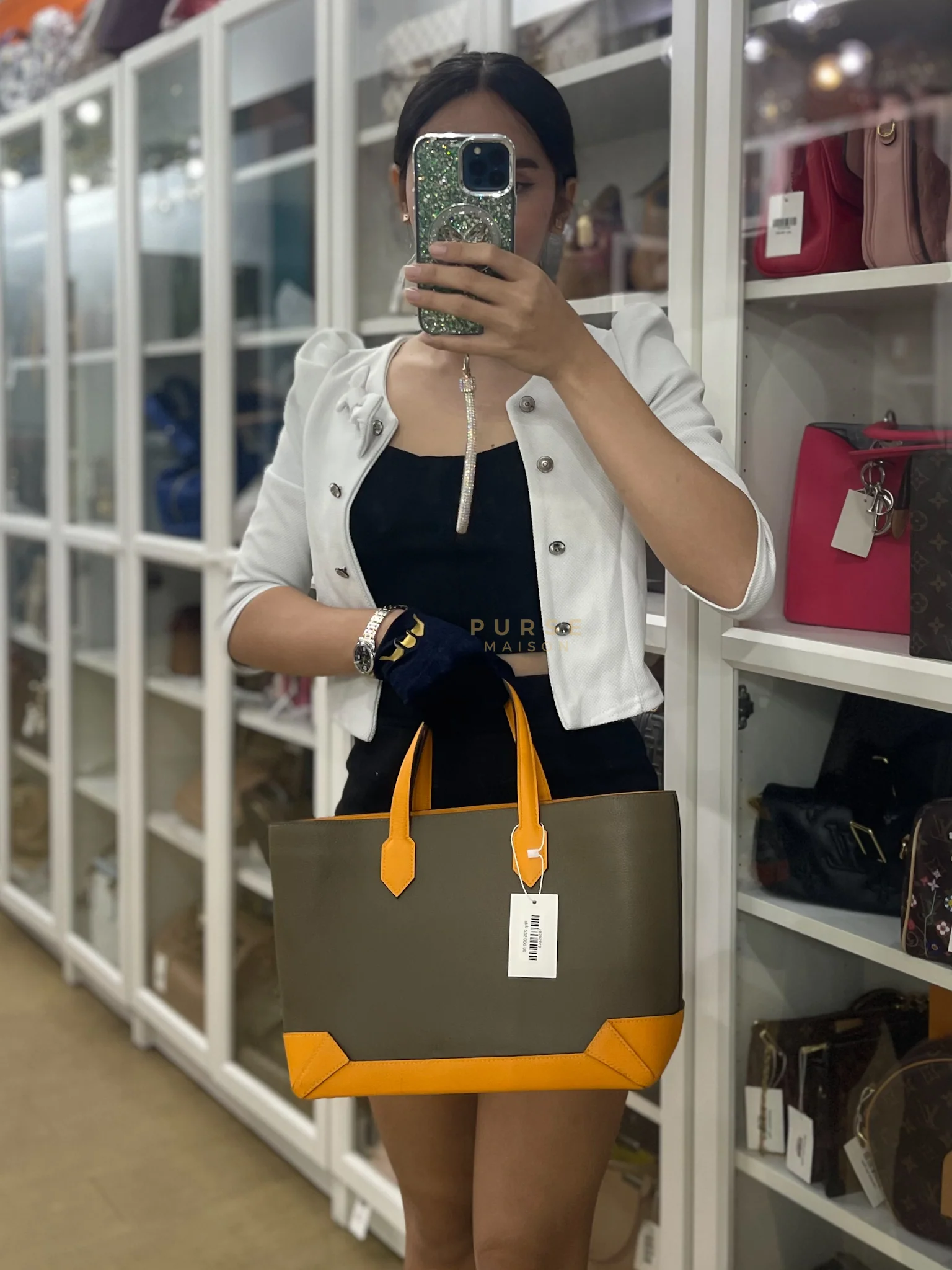 Hermes Maxibox Cabas 30 Origan Evercolor and Moutarde Epsom Dual Color Palladium Hardware Handbag Stamp X (2016) - Image 46
