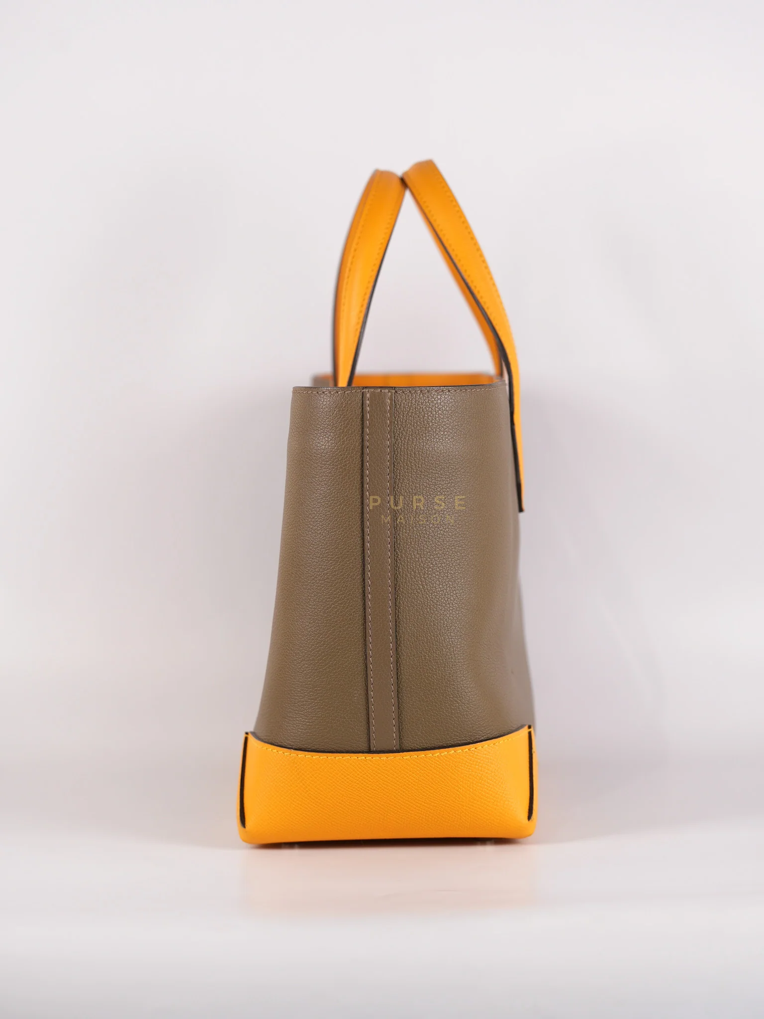 Hermes Maxibox Cabas 30 Origan Evercolor and Moutarde Epsom Dual Color Palladium Hardware Handbag Stamp X (2016) - Image 5