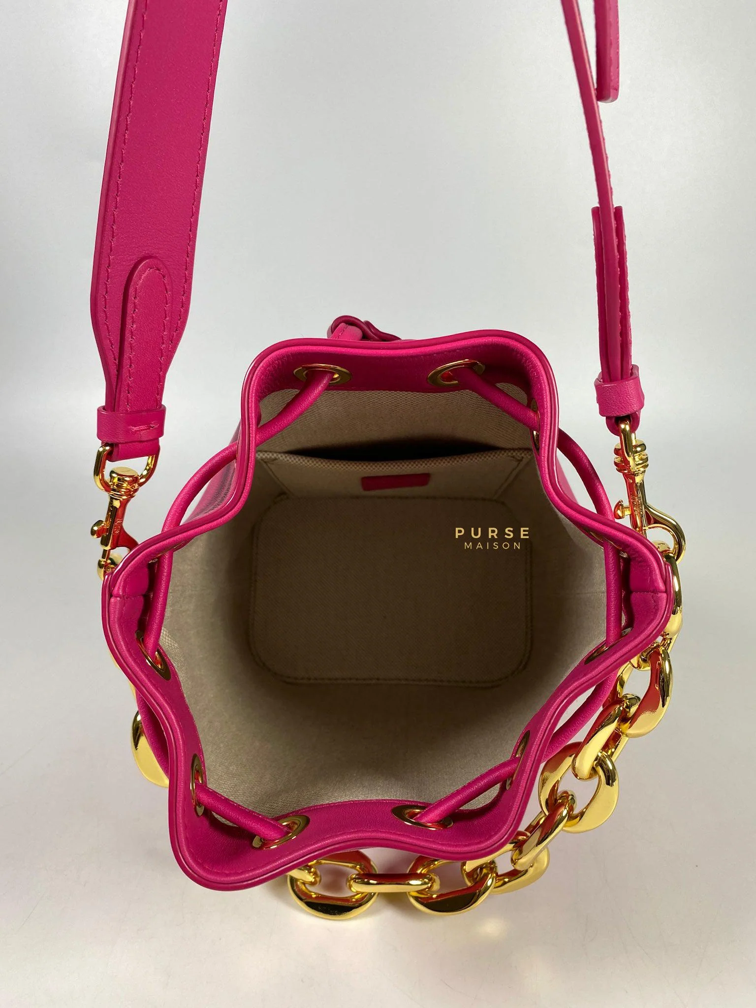 MCM MCM Mini Chain Drawstring Beetroot Pink Bag - Image 14