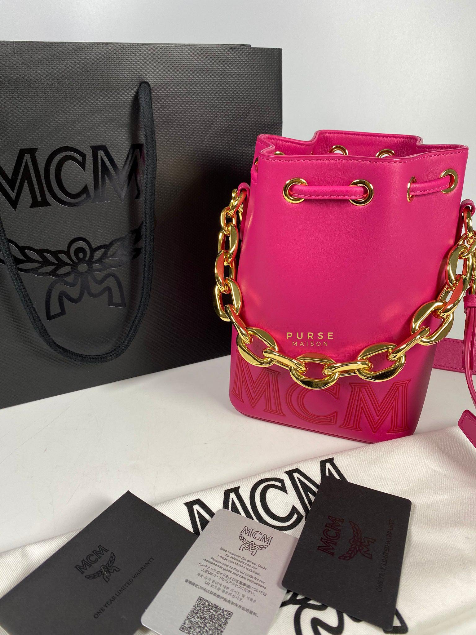 MCM MCM Mini Chain Drawstring Beetroot Pink Bag - Image 16
