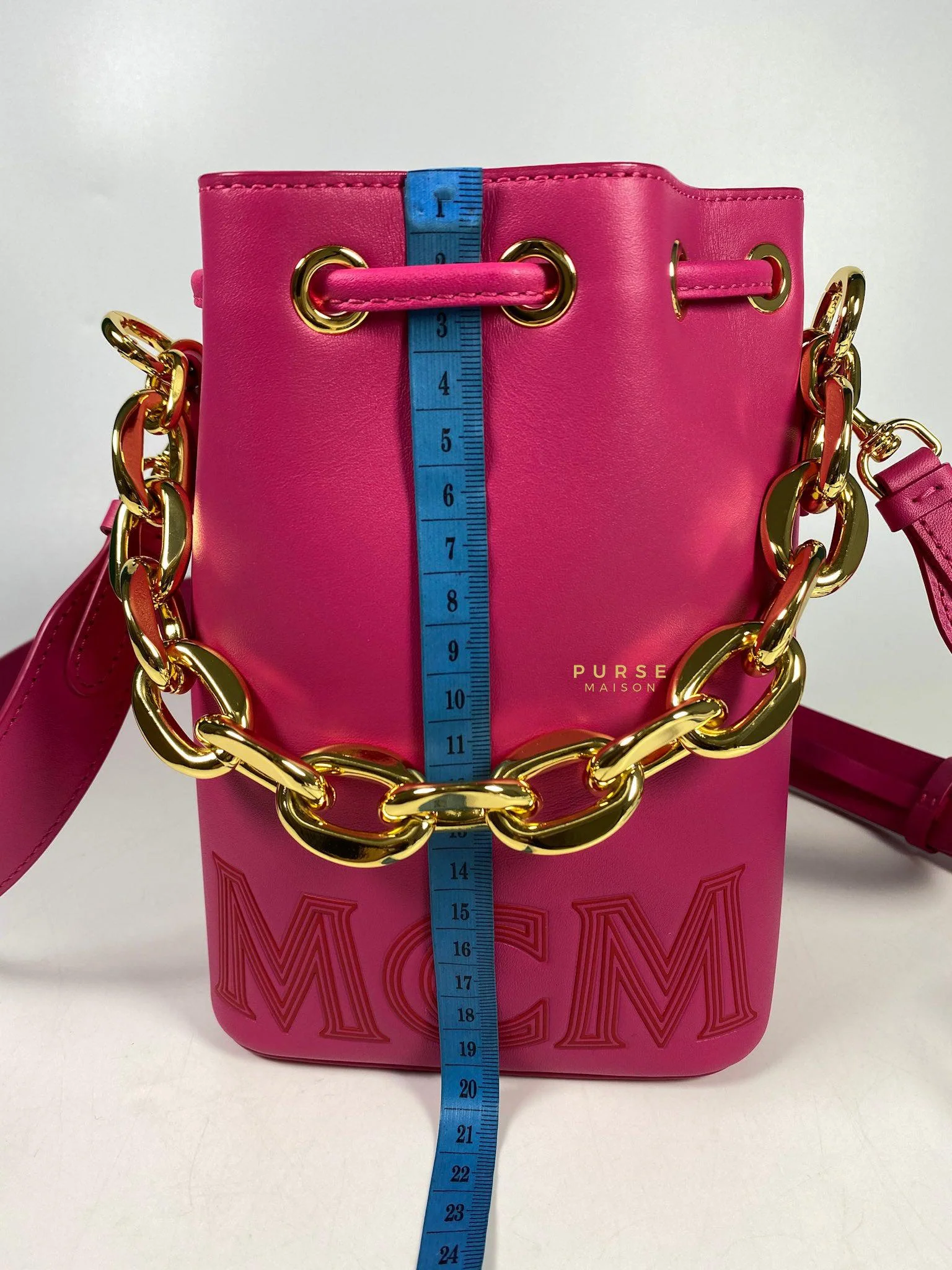MCM MCM Mini Chain Drawstring Beetroot Pink Bag - Image 29