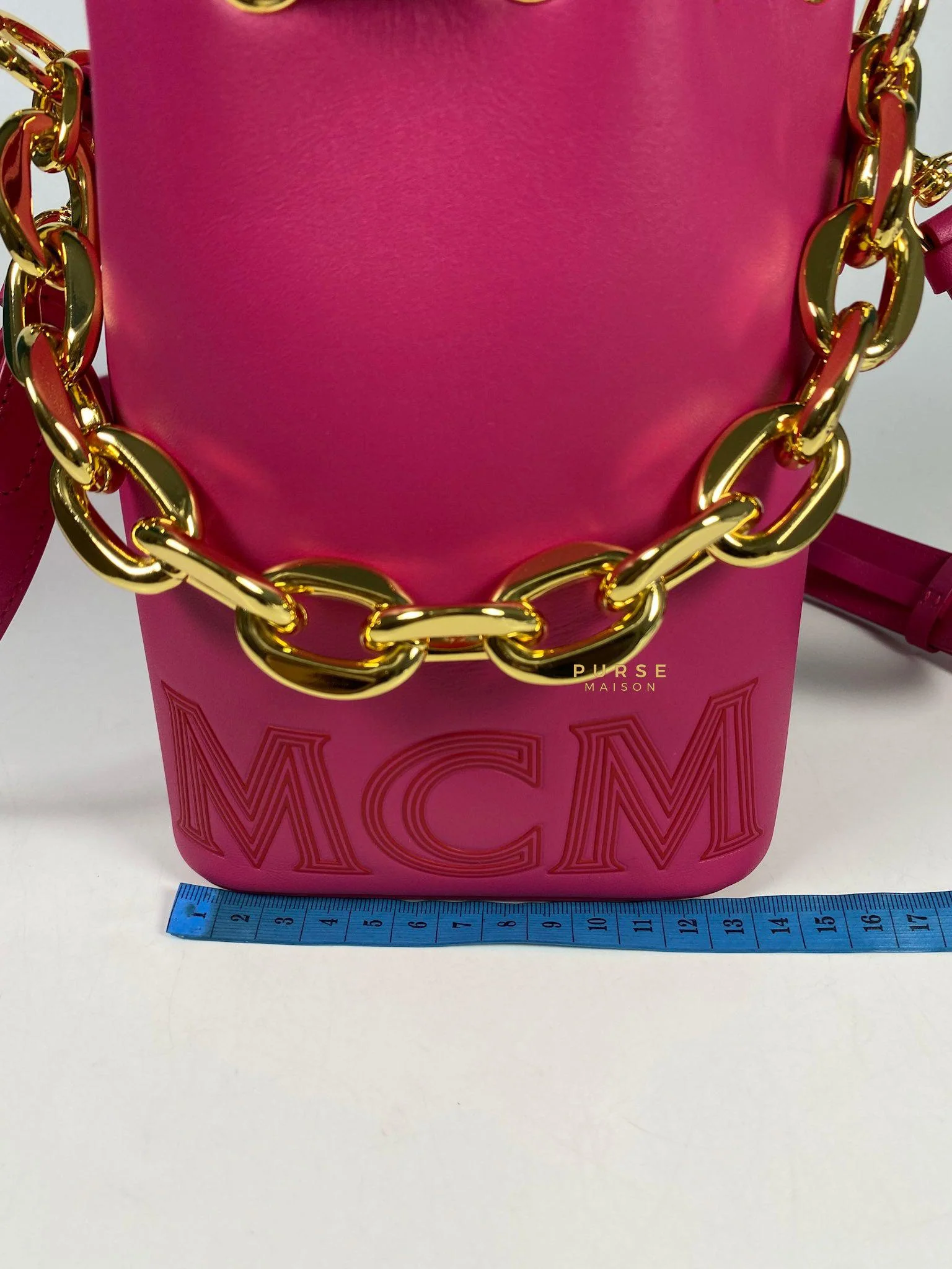 MCM MCM Mini Chain Drawstring Beetroot Pink Bag - Image 31