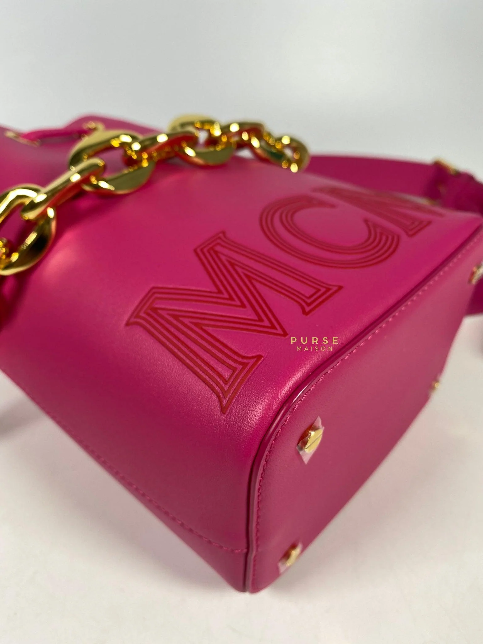 MCM MCM Mini Chain Drawstring Beetroot Pink Bag - Image 5