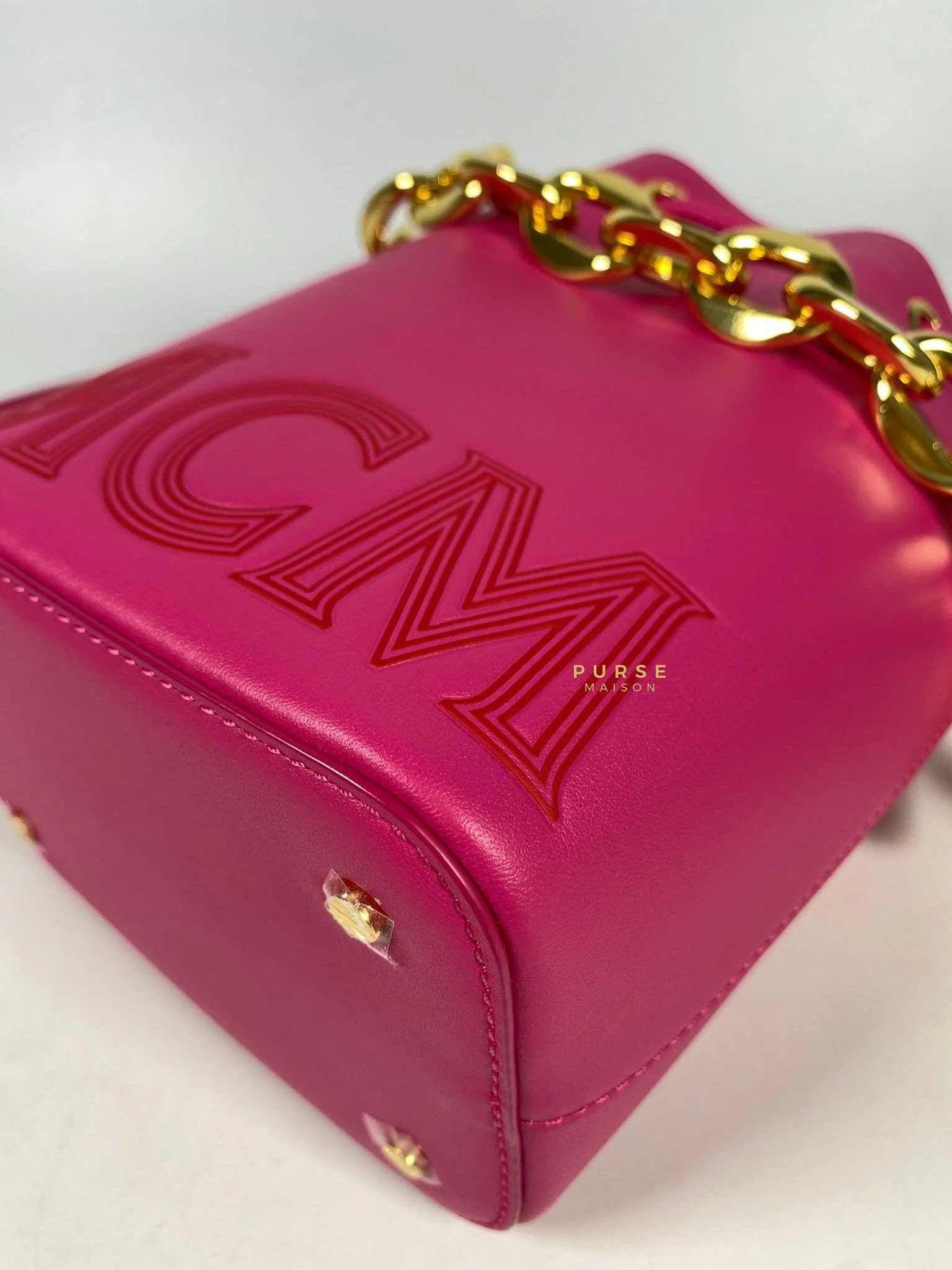 MCM MCM Mini Chain Drawstring Beetroot Pink Bag - Image 7
